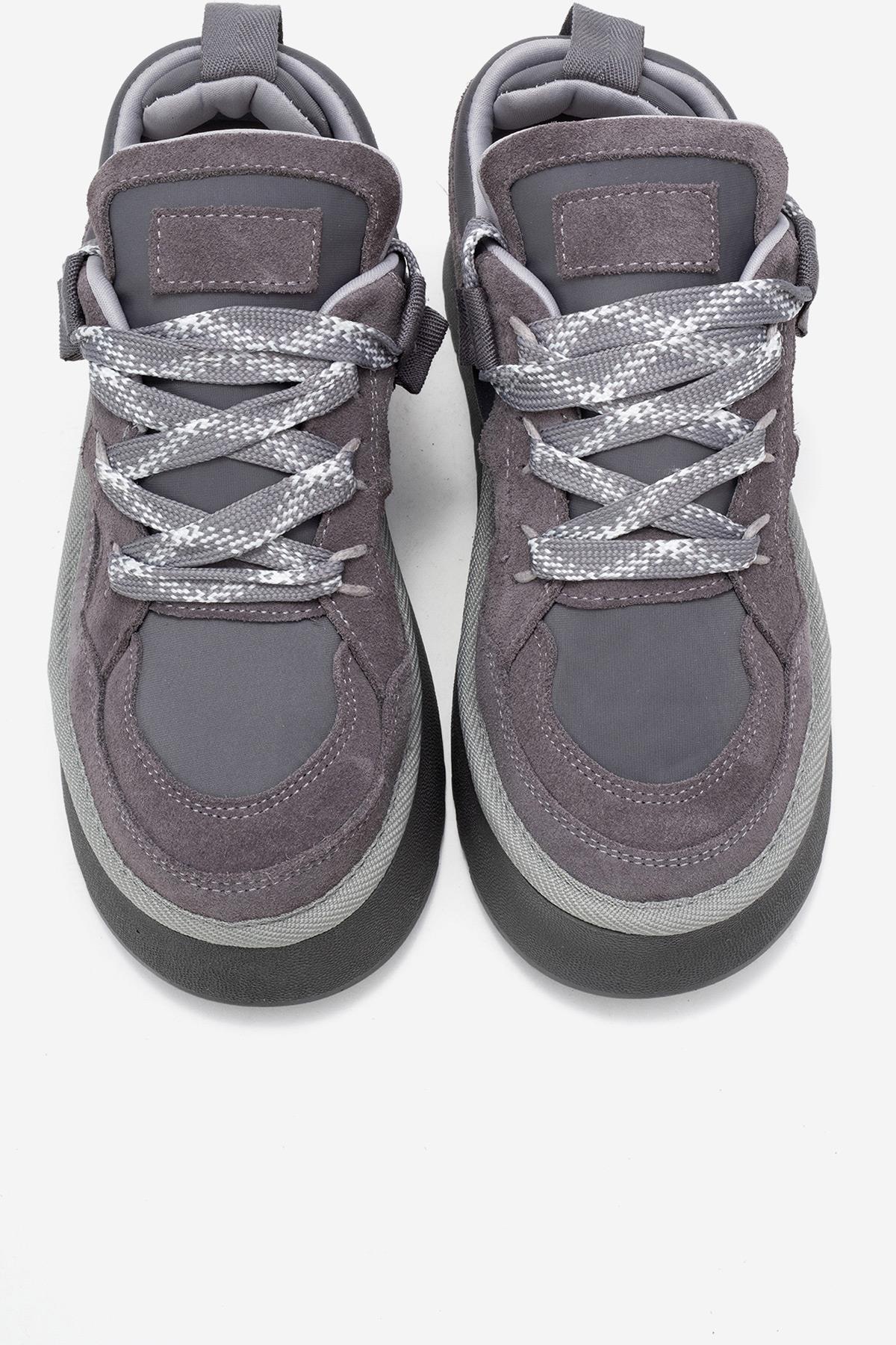 RIVEN - Gray Genuine Suede Leather Platform Sneaker (Women)