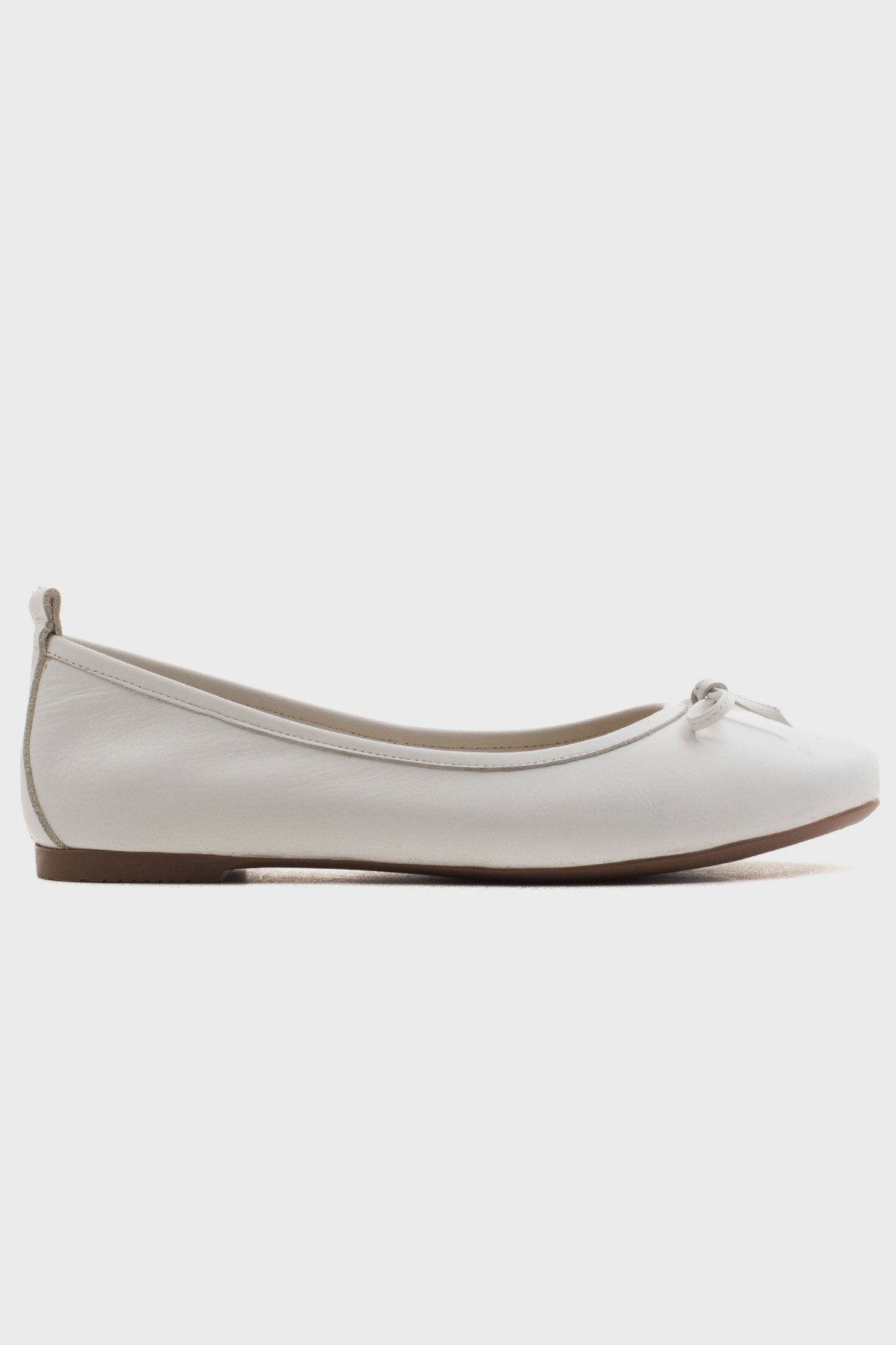 01 - White Genuine Leather Ballet Flat (Women)