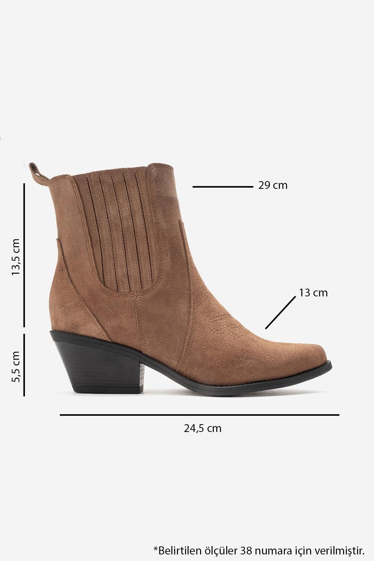 JULIETA - Taupe Genuine Suede Leather Block Heel Western Boot (Women)