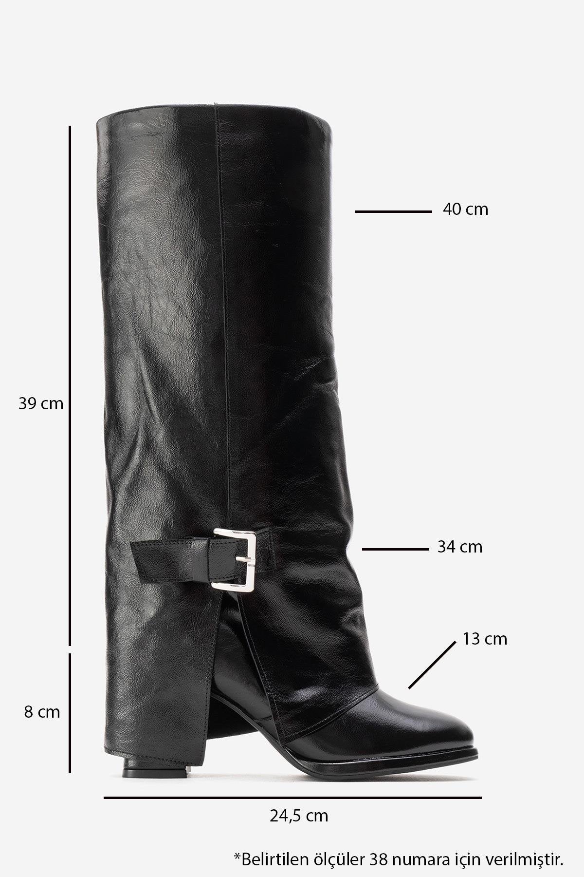 LOJO - Black Genuine Leather Block Heel Boot (Women)