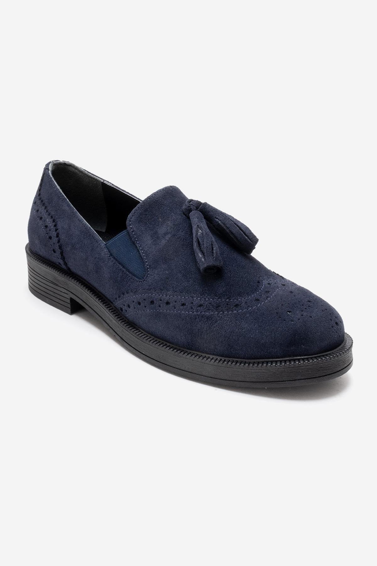 ALEX - Navy Suede Genuine Leather Loafer (Women)