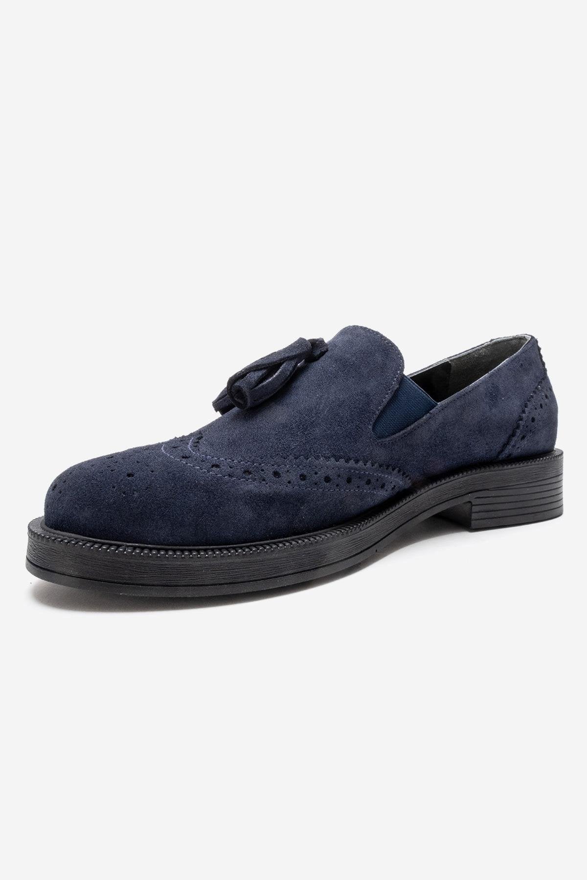 ALEX - Navy Suede Genuine Leather Loafer (Women)