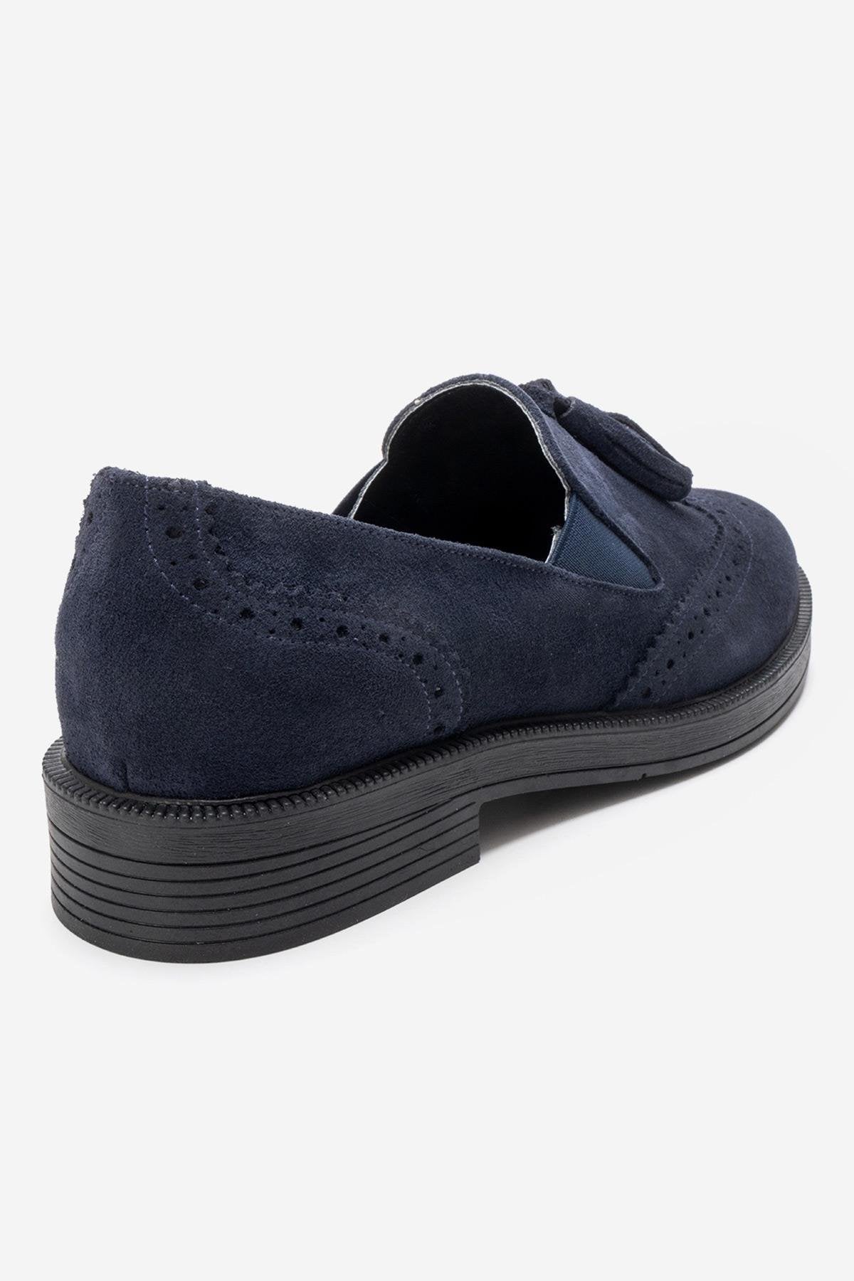 ALEX - Navy Suede Genuine Leather Loafer (Women)