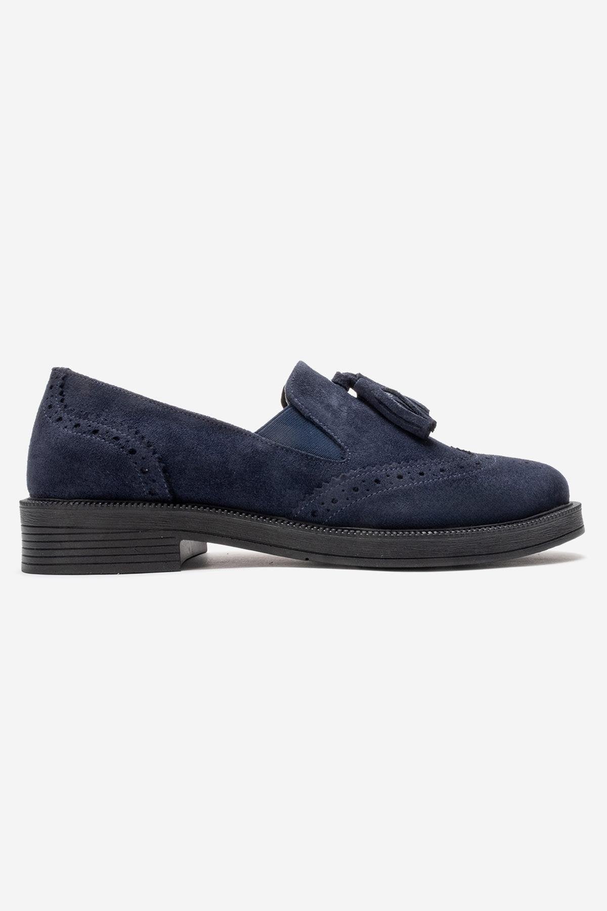 ALEX - Navy Suede Genuine Leather Loafer (Women)