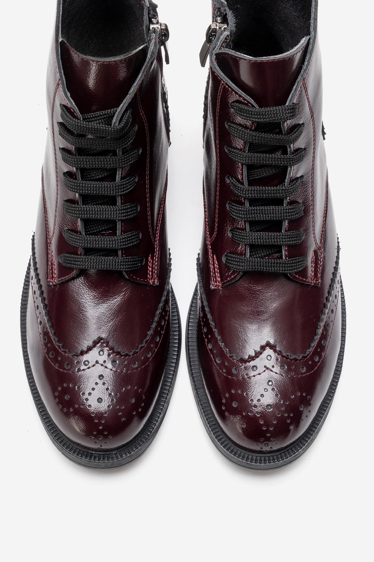 NELVY - Burgundy Genuine Leather Boot (Women)