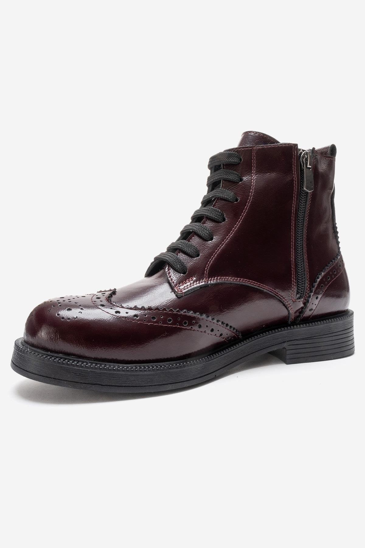 NELVY - Burgundy Genuine Leather Boot (Women)