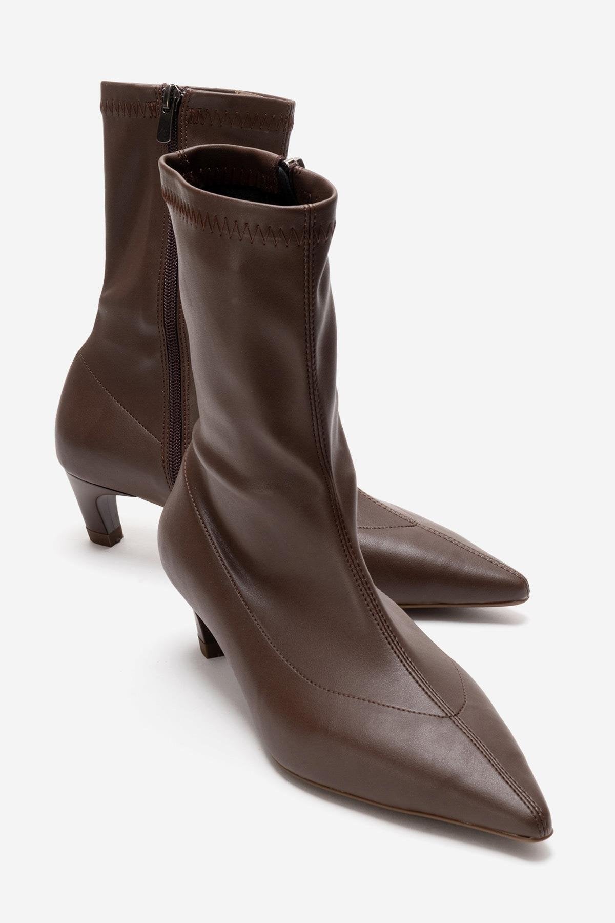 ALORA - Brown Kitten Heel Boot (Women)