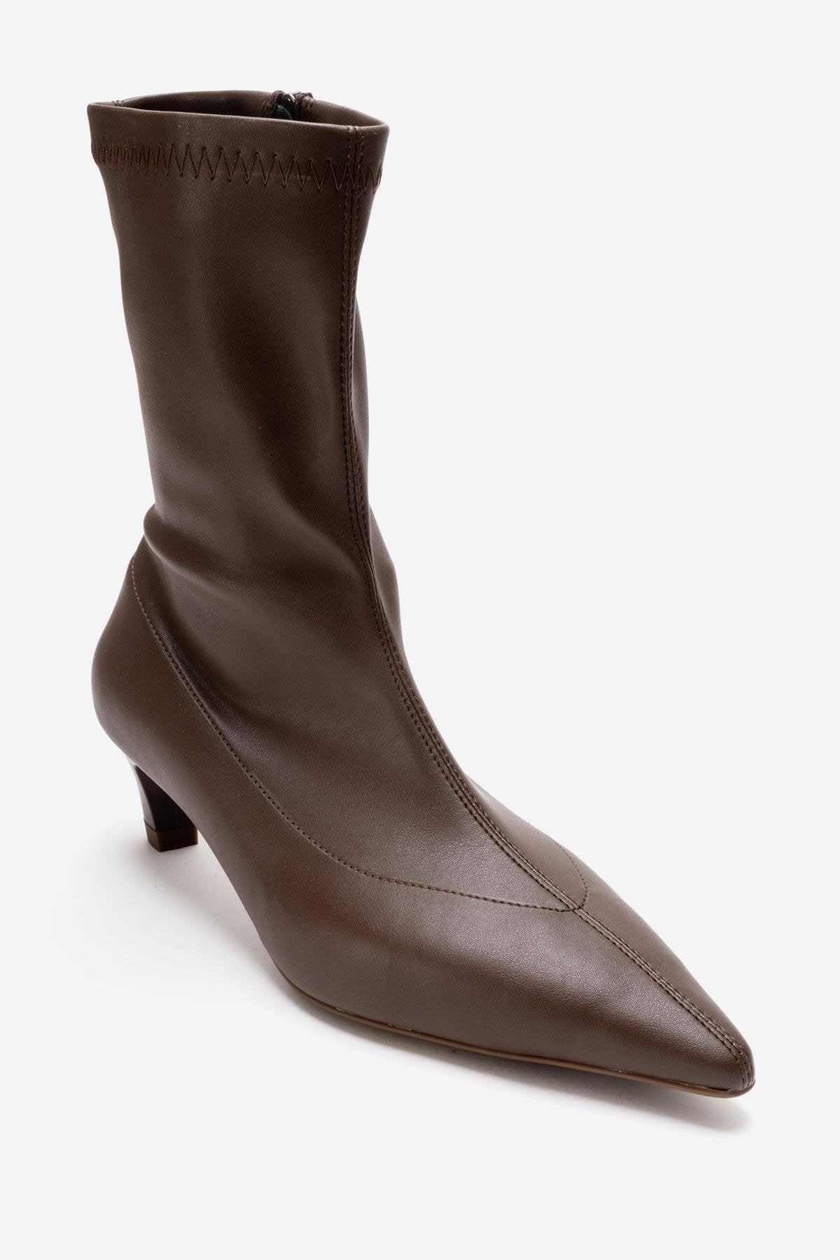ALORA - Brown Kitten Heel Boot (Women)