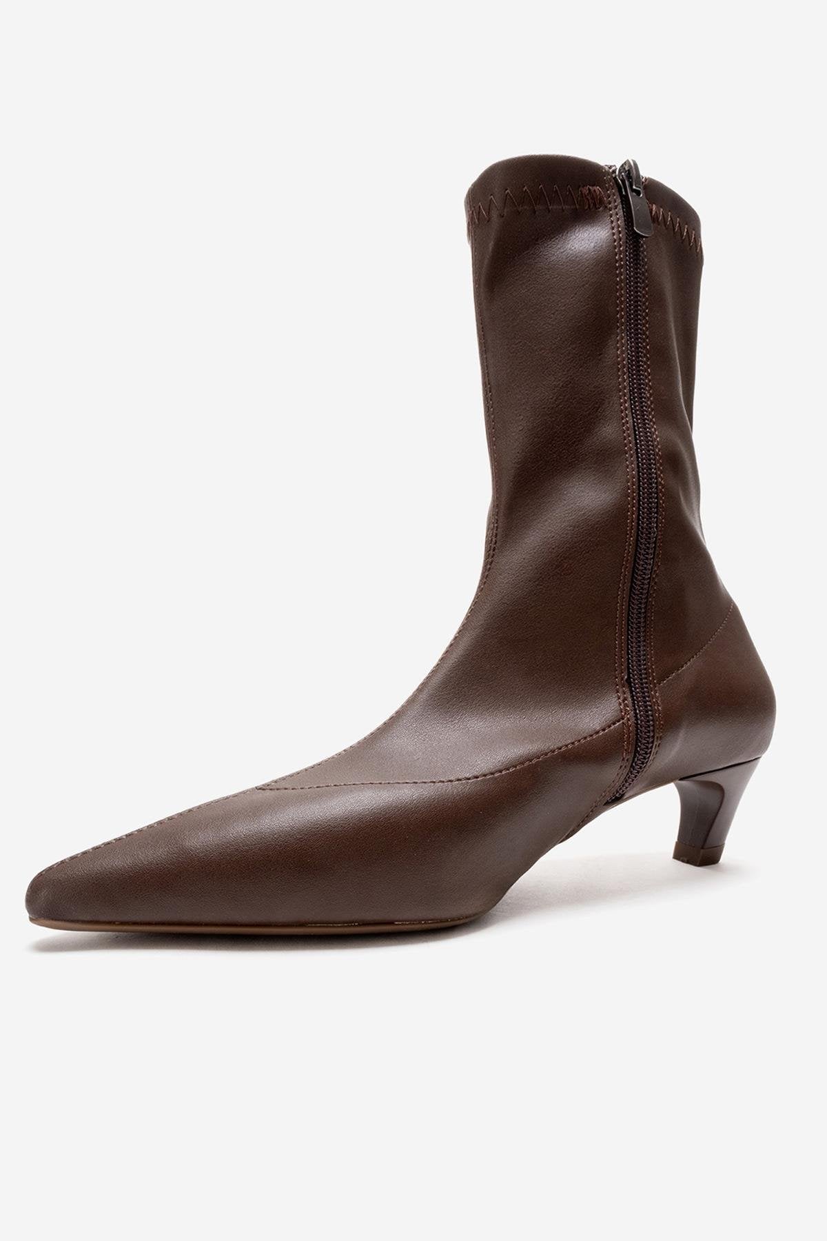 ALORA - Brown Kitten Heel Boot (Women)