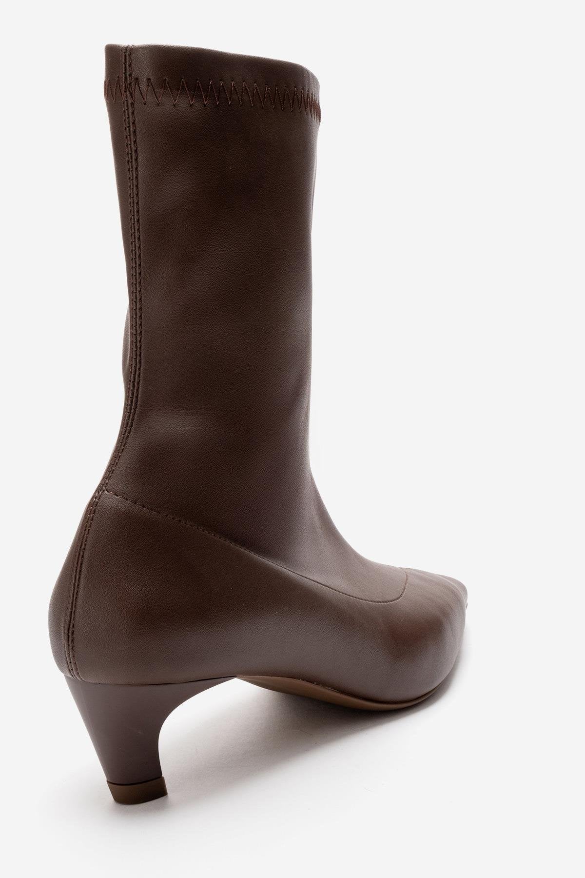 ALORA - Brown Kitten Heel Boot (Women)