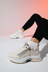 Oude - Ecru Zippered Platform Sneaker (Women)