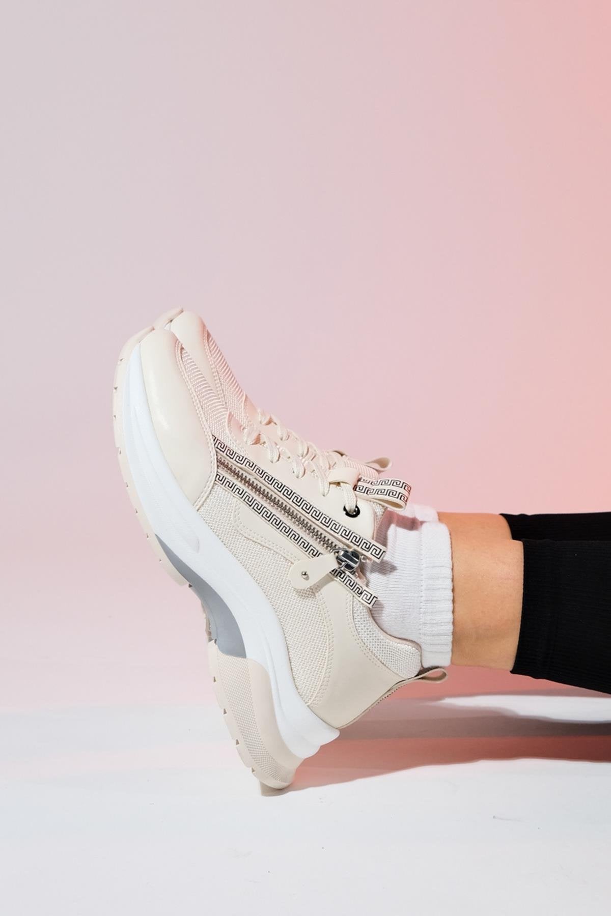 Oude - Ecru Zippered Platform Sneaker (Women)