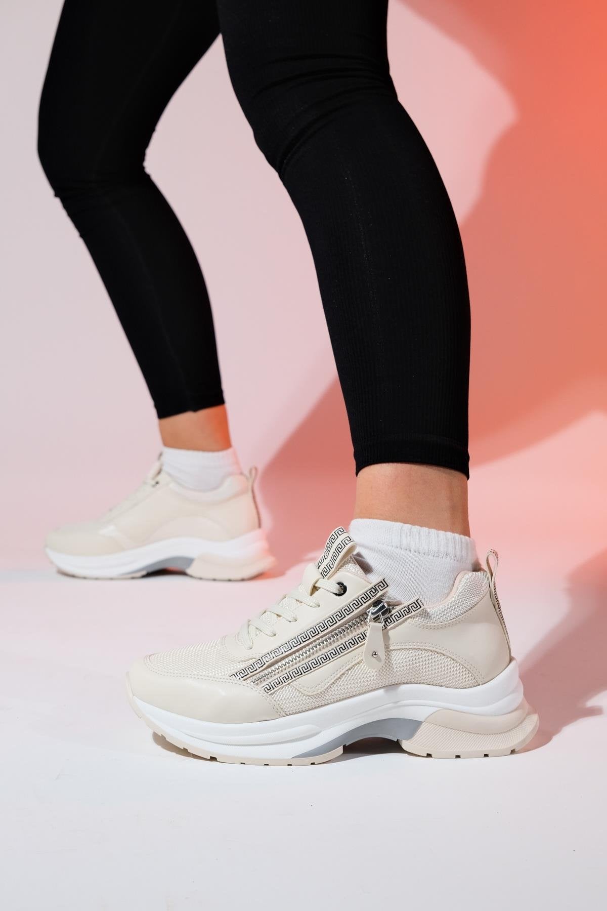 Oude - Ecru Zippered Platform Sneaker (Women)