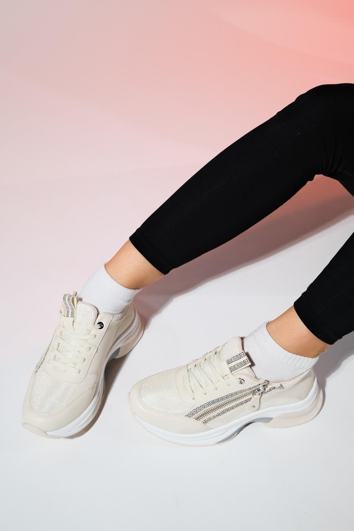 Oude - Ecru Zippered Platform Sneaker (Women)