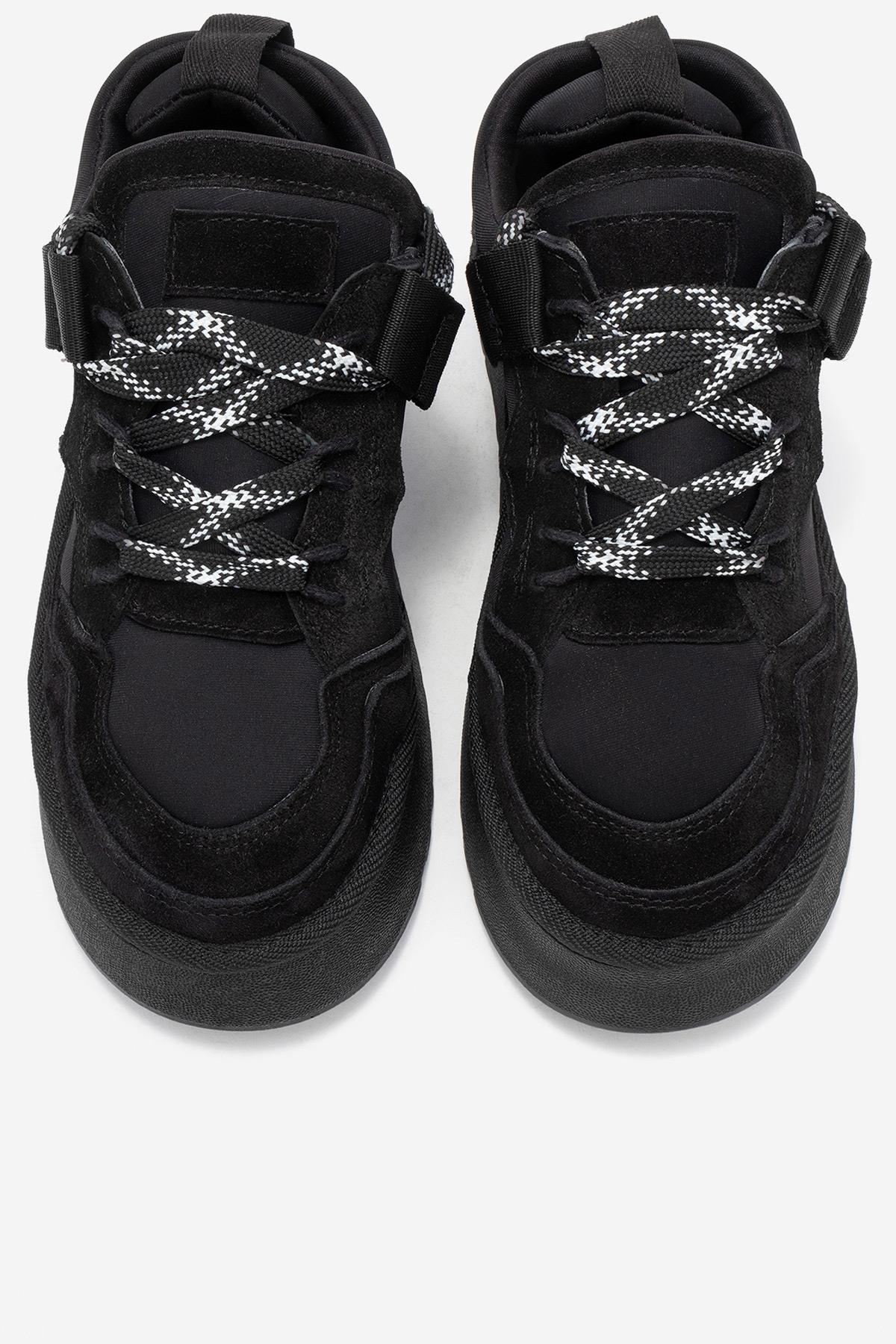 Riven - Black Genuine Leather Platform Sneaker (Women)