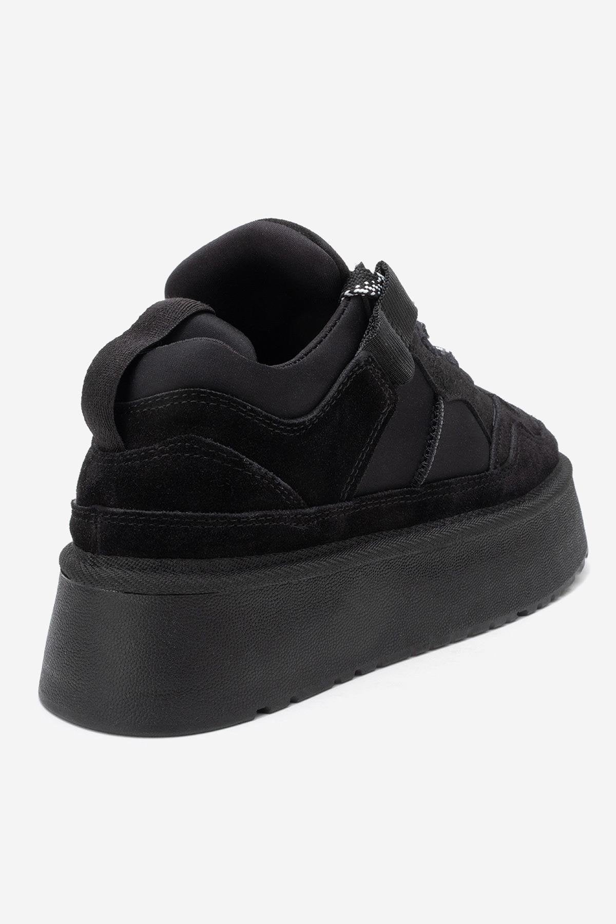 Riven - Black Genuine Leather Platform Sneaker (Women)