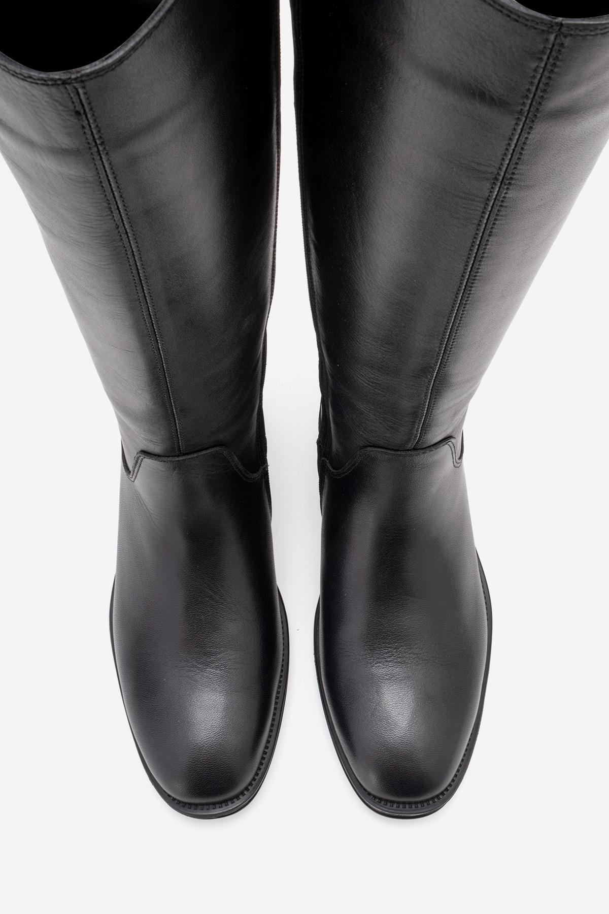 RUIZ - Black Genuine Leather Knee-High Boot (Women)
