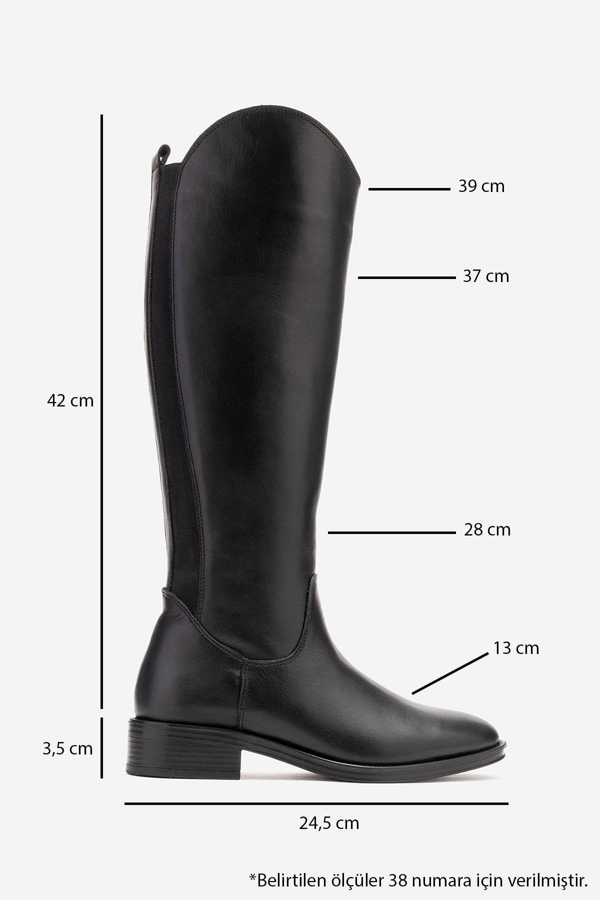 RUIZ - Black Genuine Leather Knee-High Boot (Women)