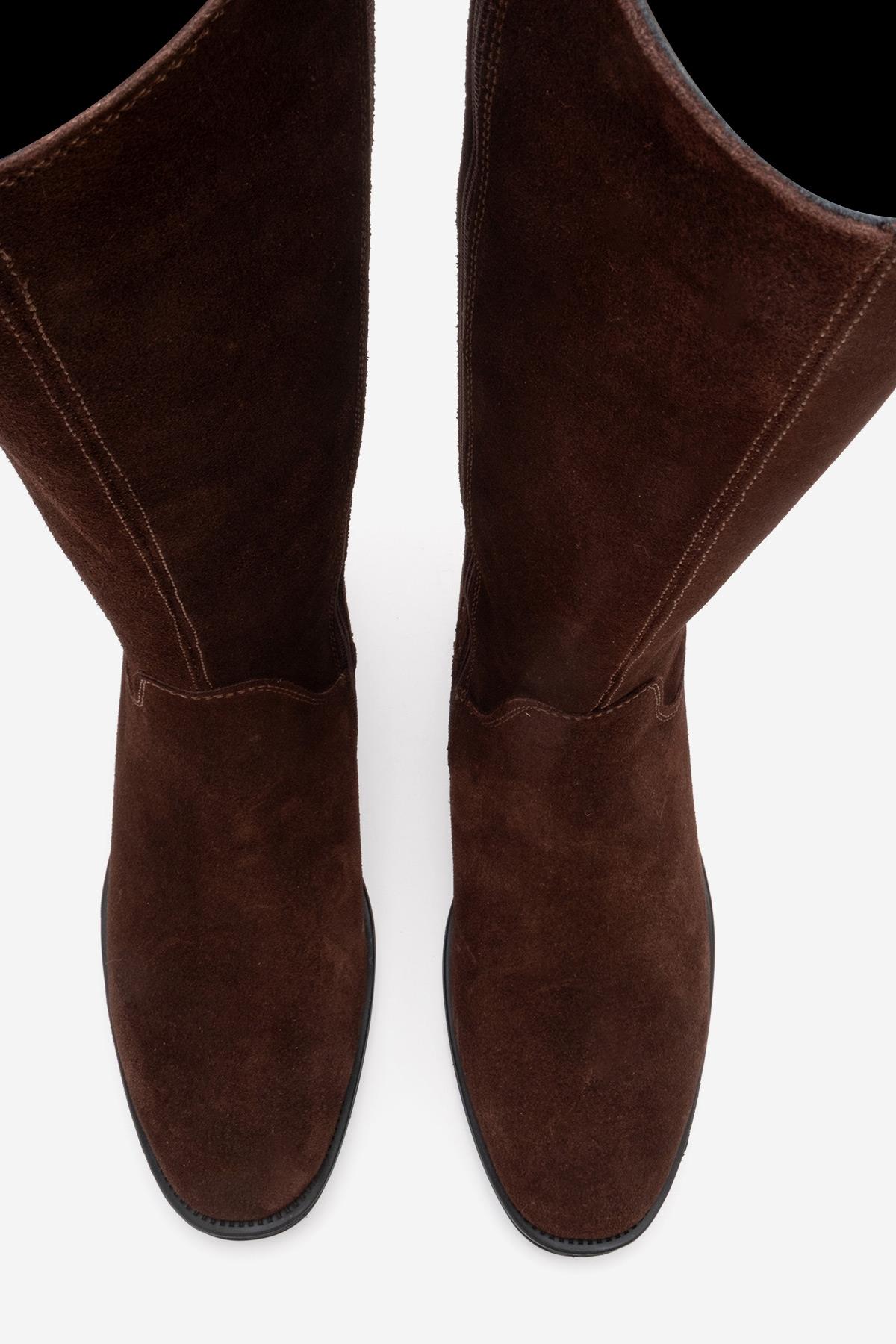 RUIZ - Brown Suede Genuine Leather Flat Heel Boot (Women)