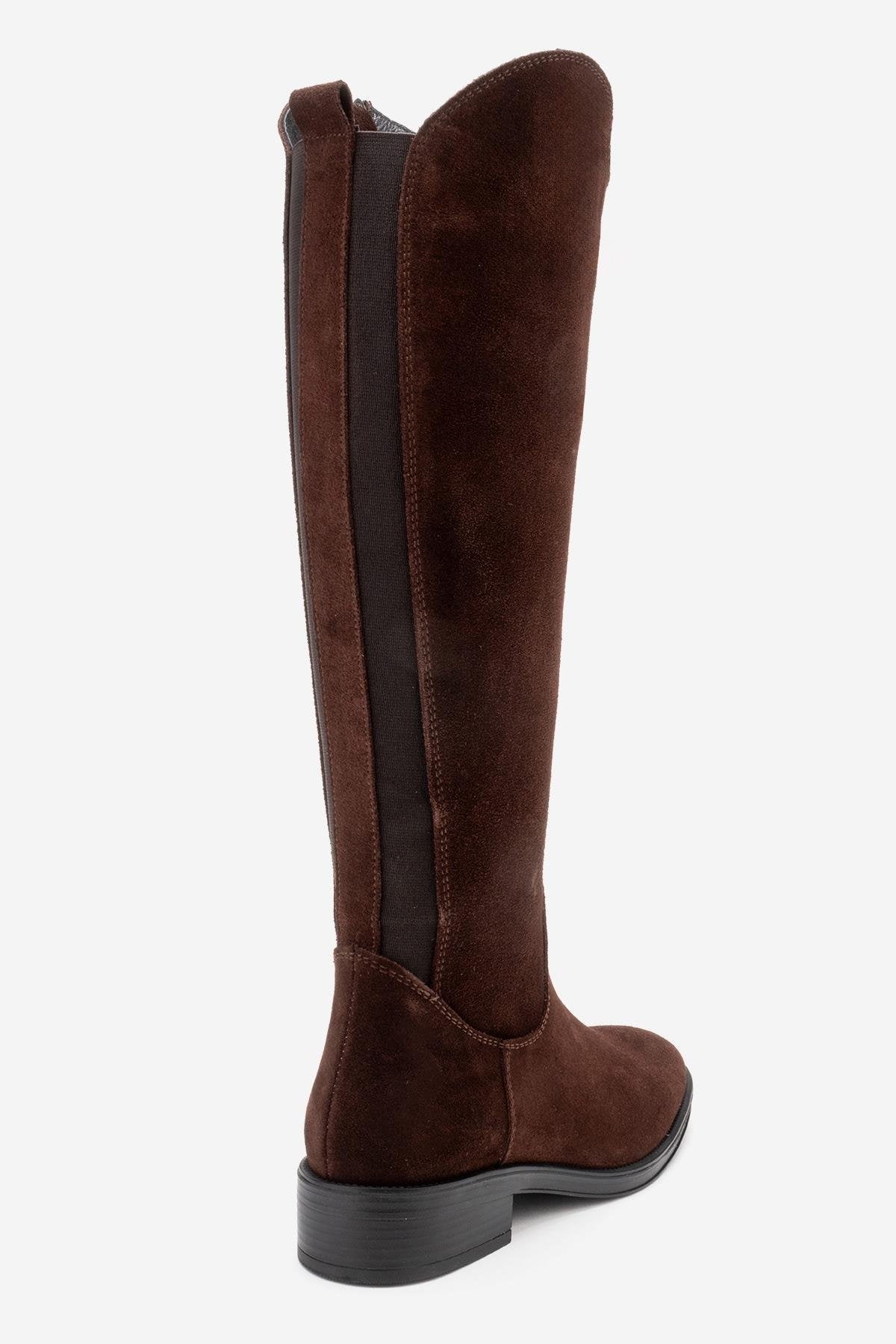 RUIZ - Brown Suede Genuine Leather Flat Heel Boot (Women)