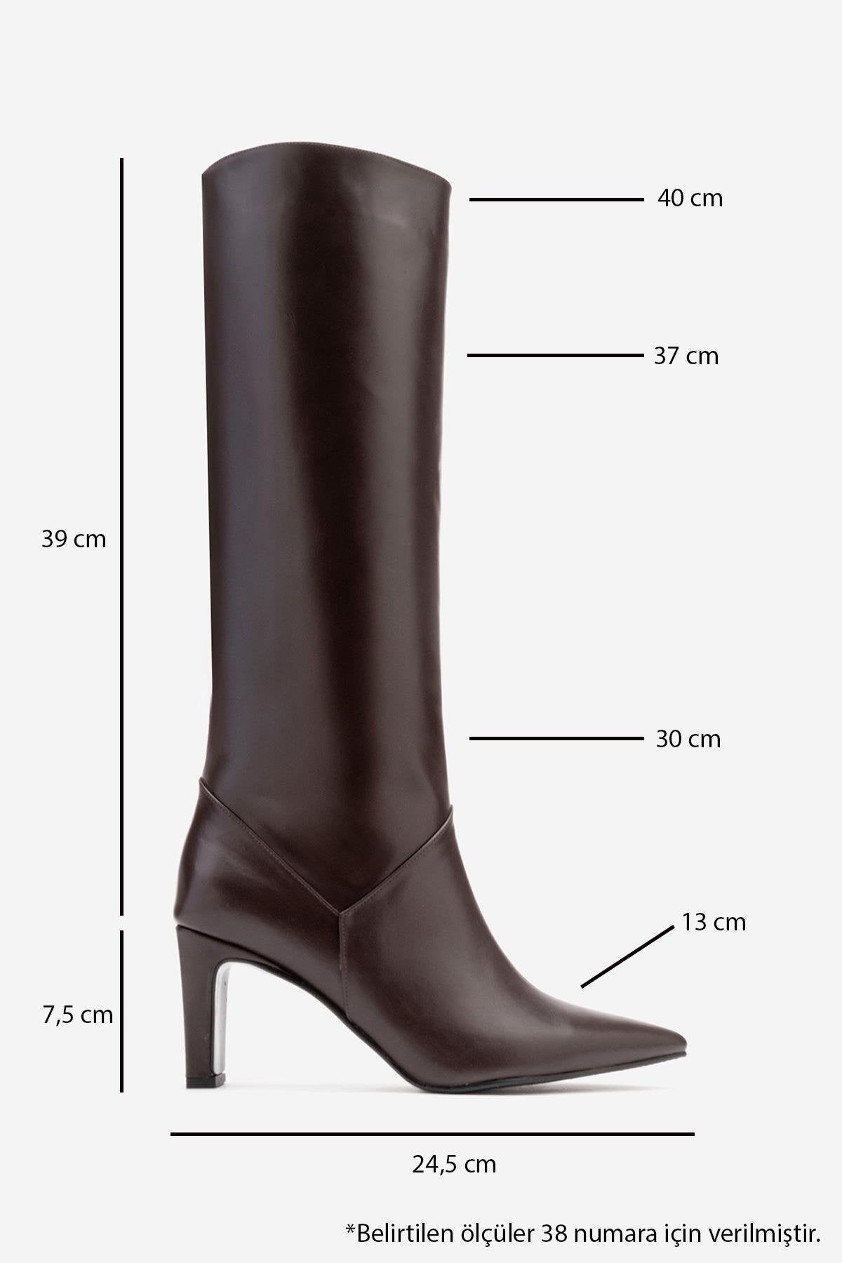 MERLA - Brown Genuine Leather Block Heel Boot (Women)