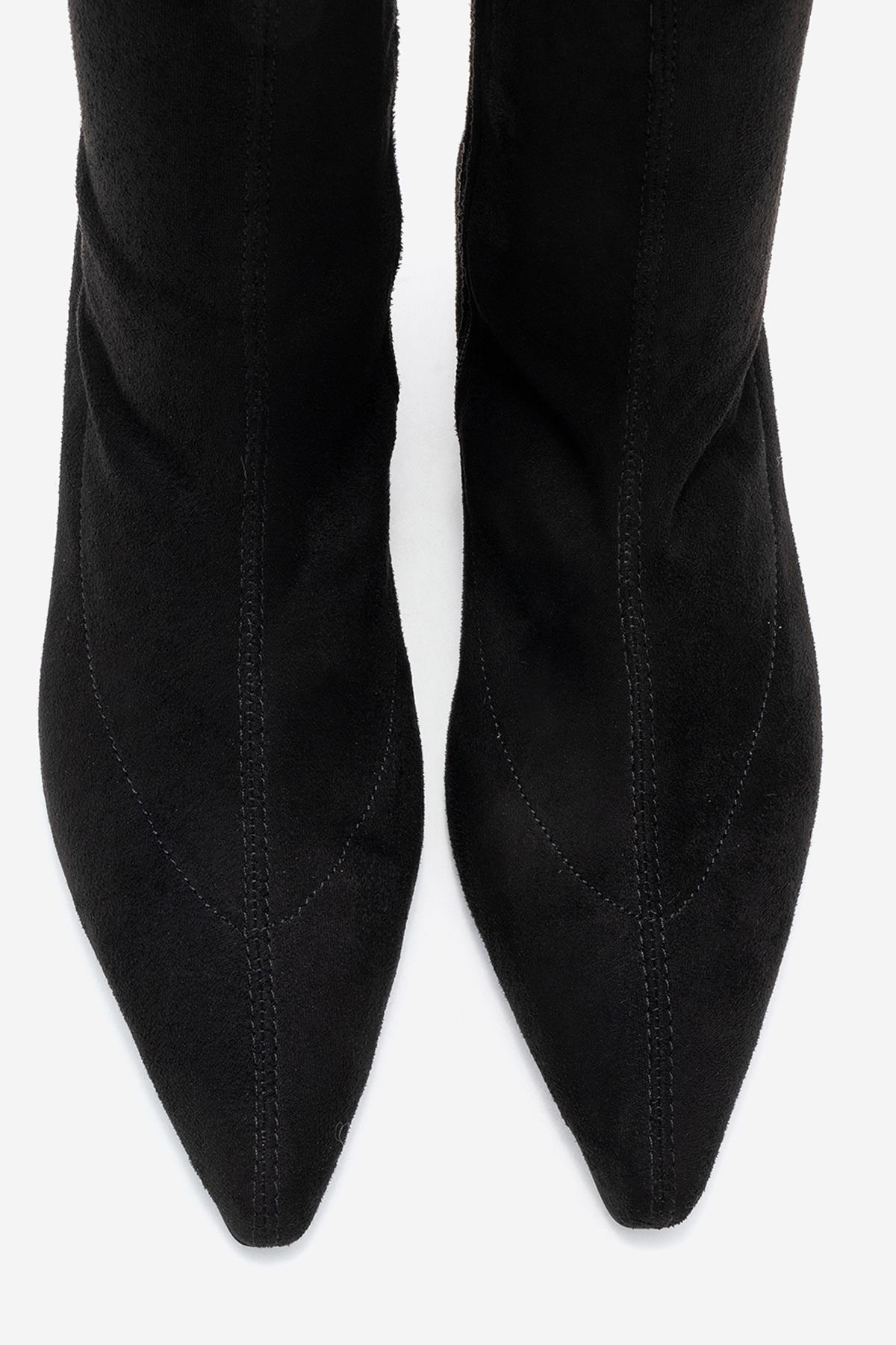 ALORA - Black Stretch Short Heel Boot (Women)
