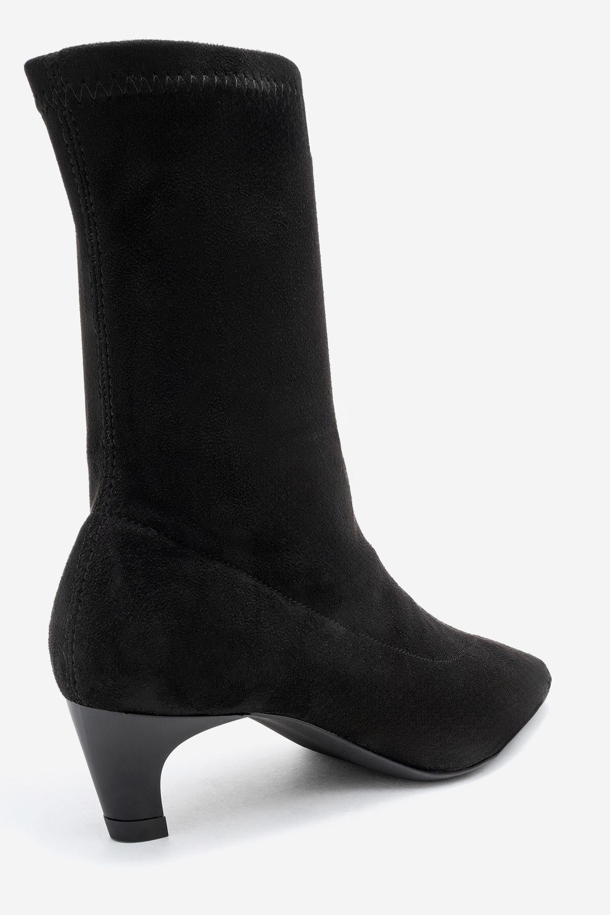 ALORA - Black Stretch Short Heel Boot (Women)