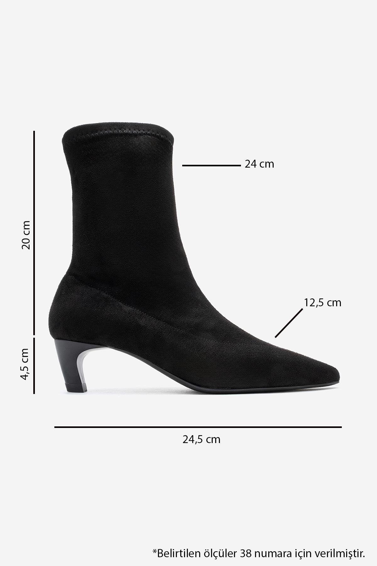 ALORA - Black Stretch Short Heel Boot (Women)