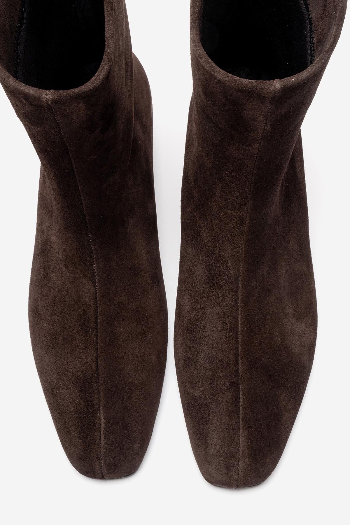 NACHO - Brown Genuine Leather Minimal Block Heel Ankle Boot (Women)