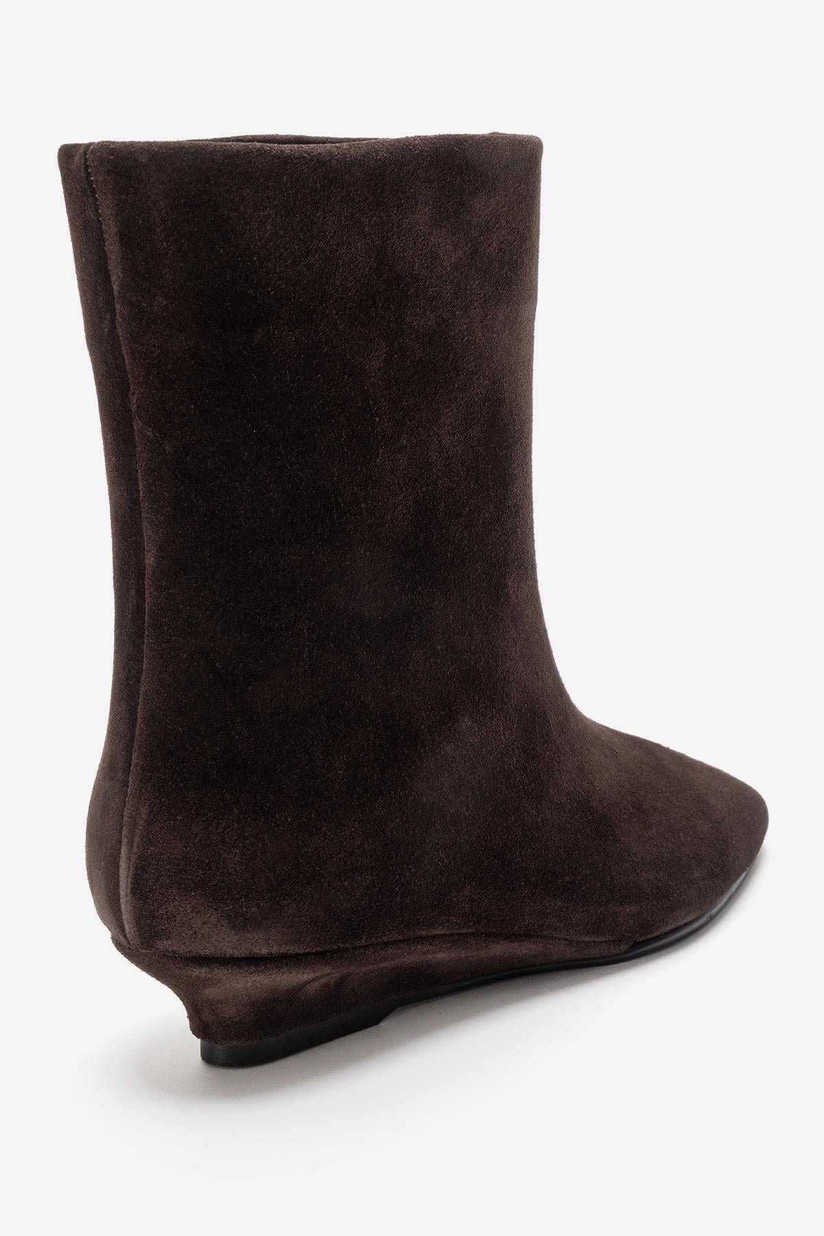 NACHO - Brown Genuine Leather Minimal Block Heel Ankle Boot (Women)