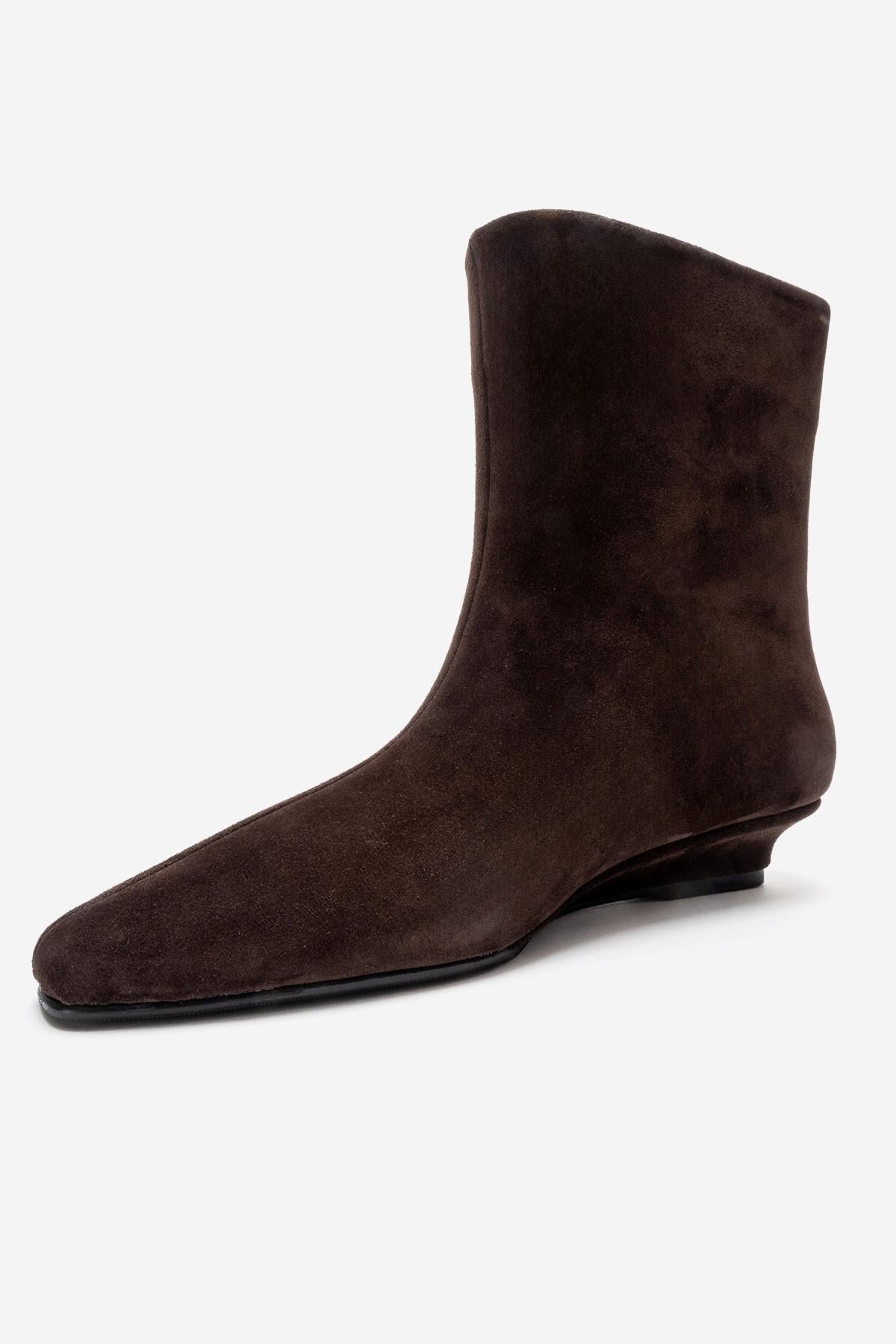 NACHO - Brown Genuine Leather Minimal Block Heel Ankle Boot (Women)