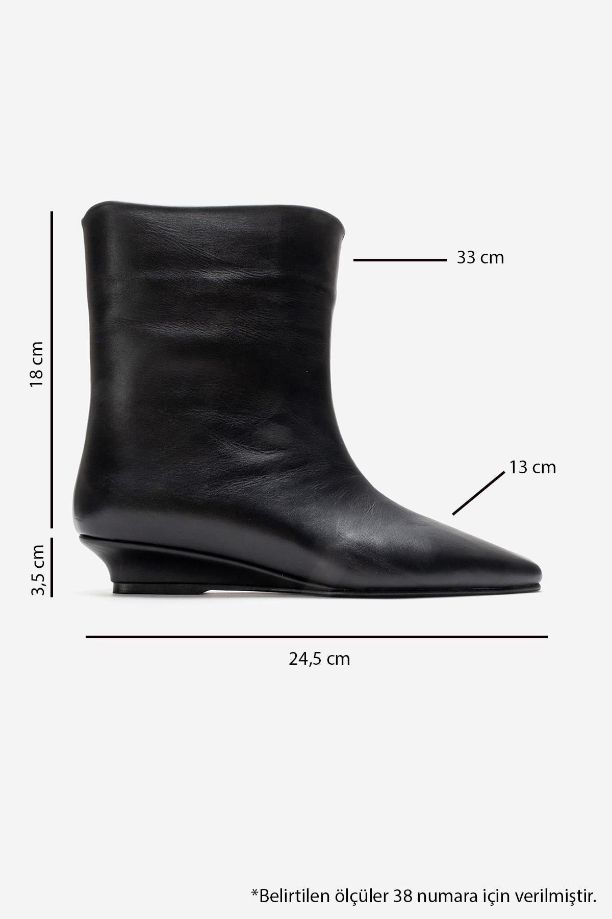 NACHO - Black Genuine Leather Minimal Block Heel Ankle Boot (Women)