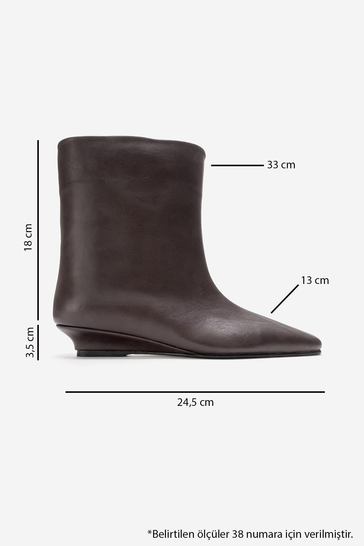 NACHO - Brown Genuine Leather Minimal Block Heel Ankle Boot (Women)
