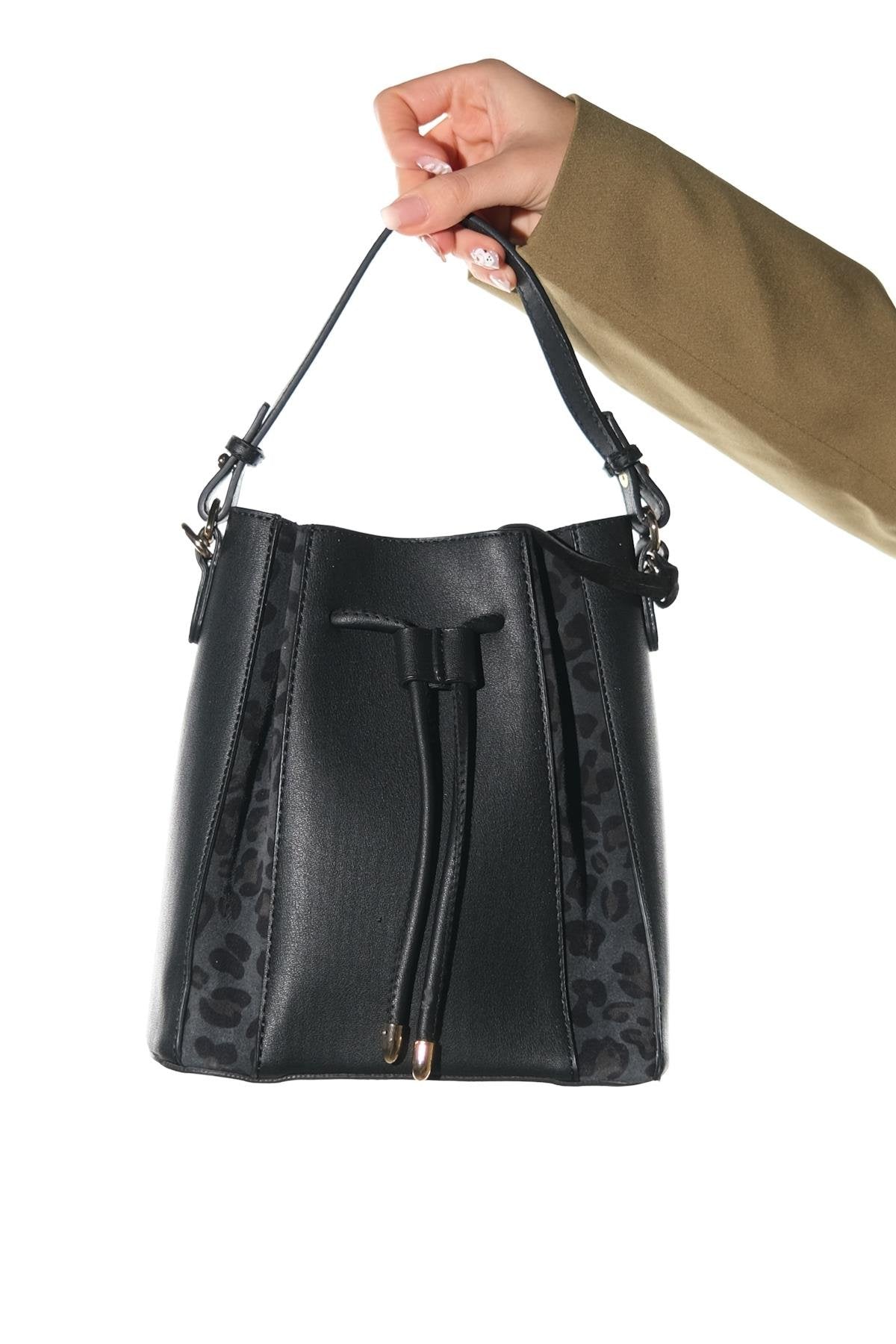 MARALIS - Black Genuine Suede Leather Shoulder Bag (Women)