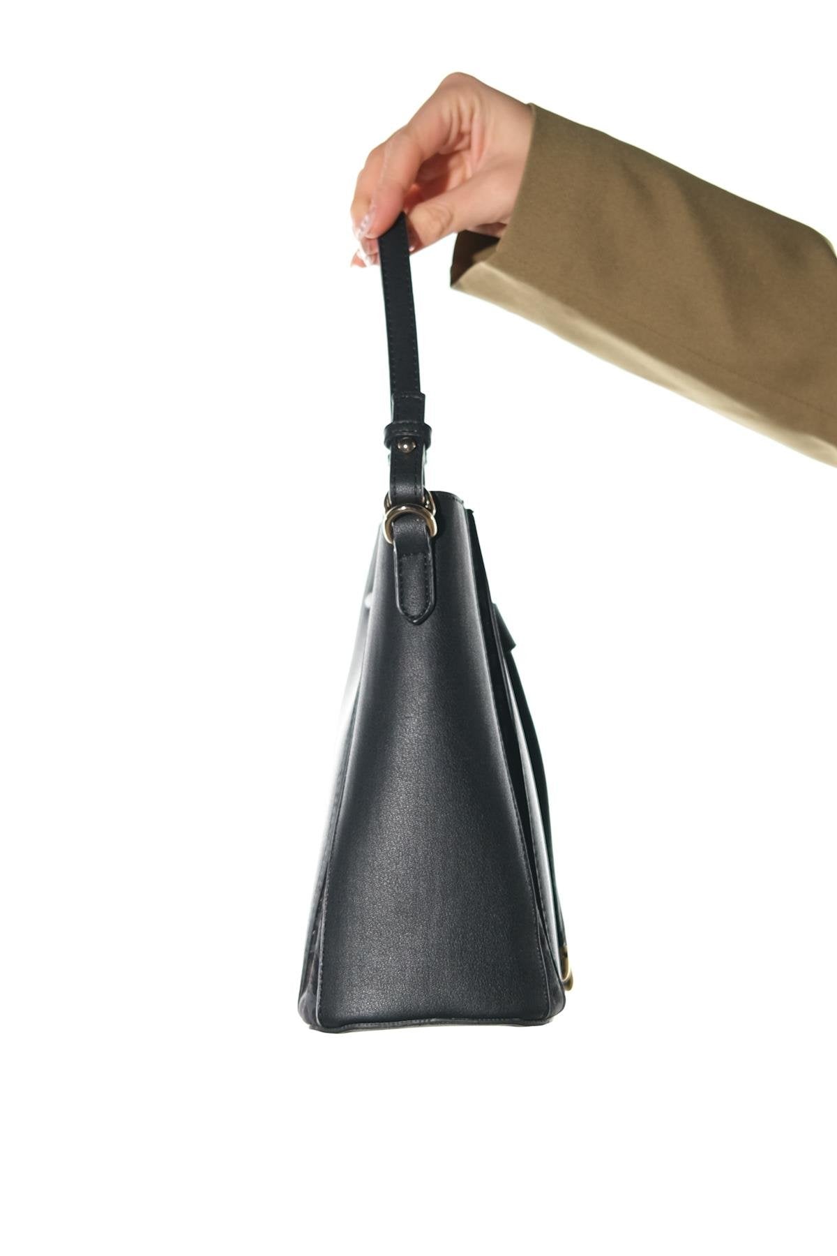 MARALIS - Black Genuine Suede Leather Shoulder Bag (Women)