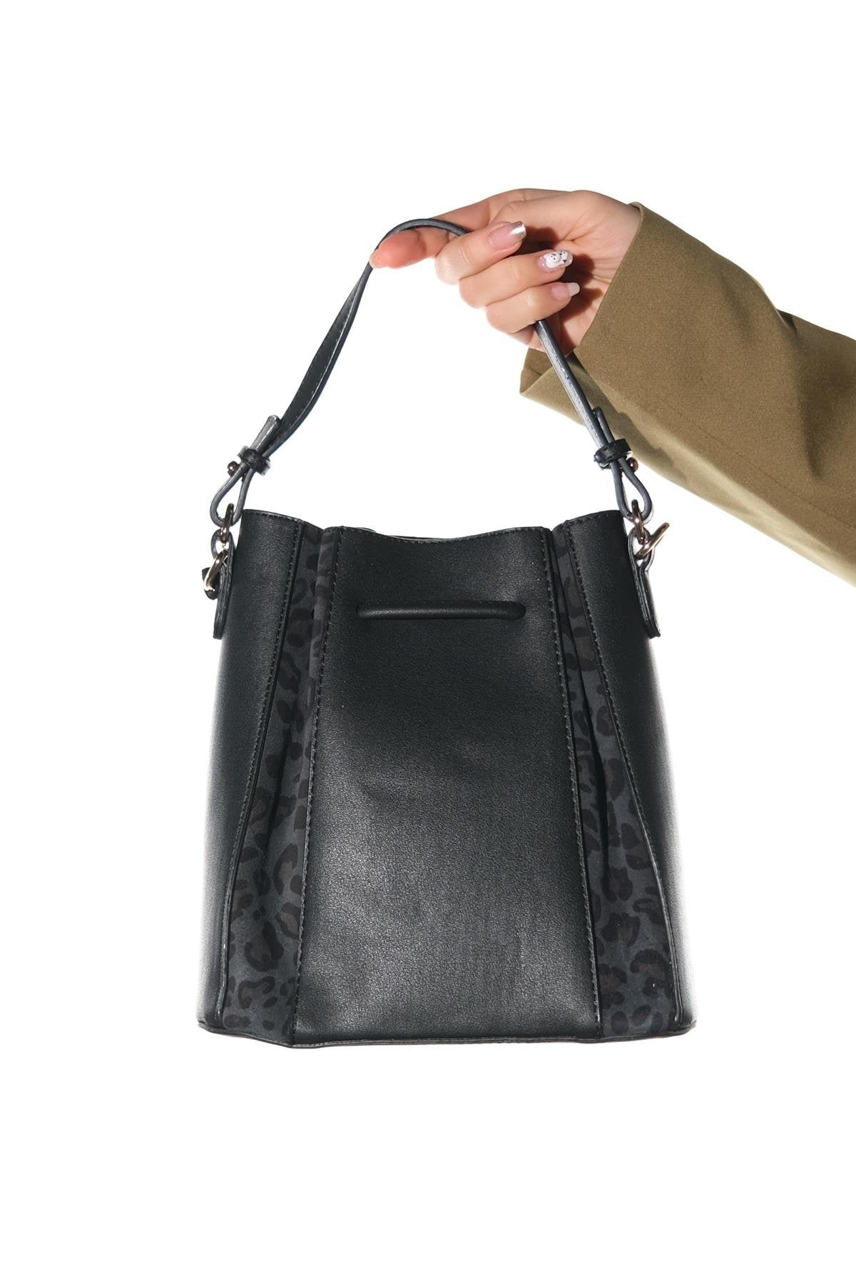 MARALIS - Black Genuine Suede Leather Shoulder Bag (Women)