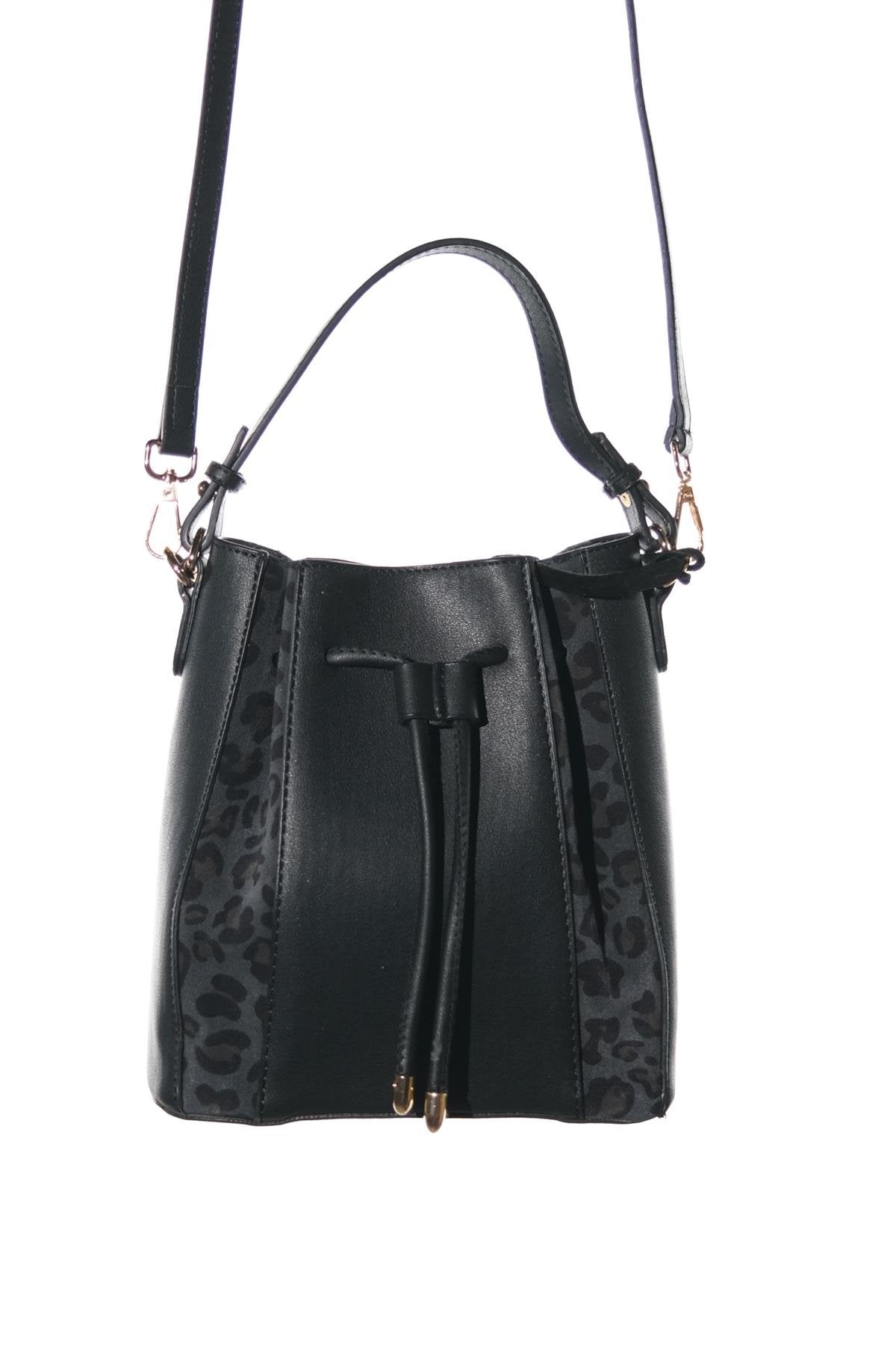MARALIS - Black Genuine Suede Leather Shoulder Bag (Women)