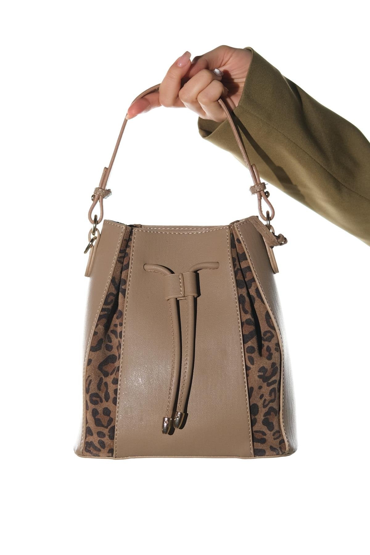 MARALIS - Taupe Genuine Suede Leather Shoulder Bag (Women)