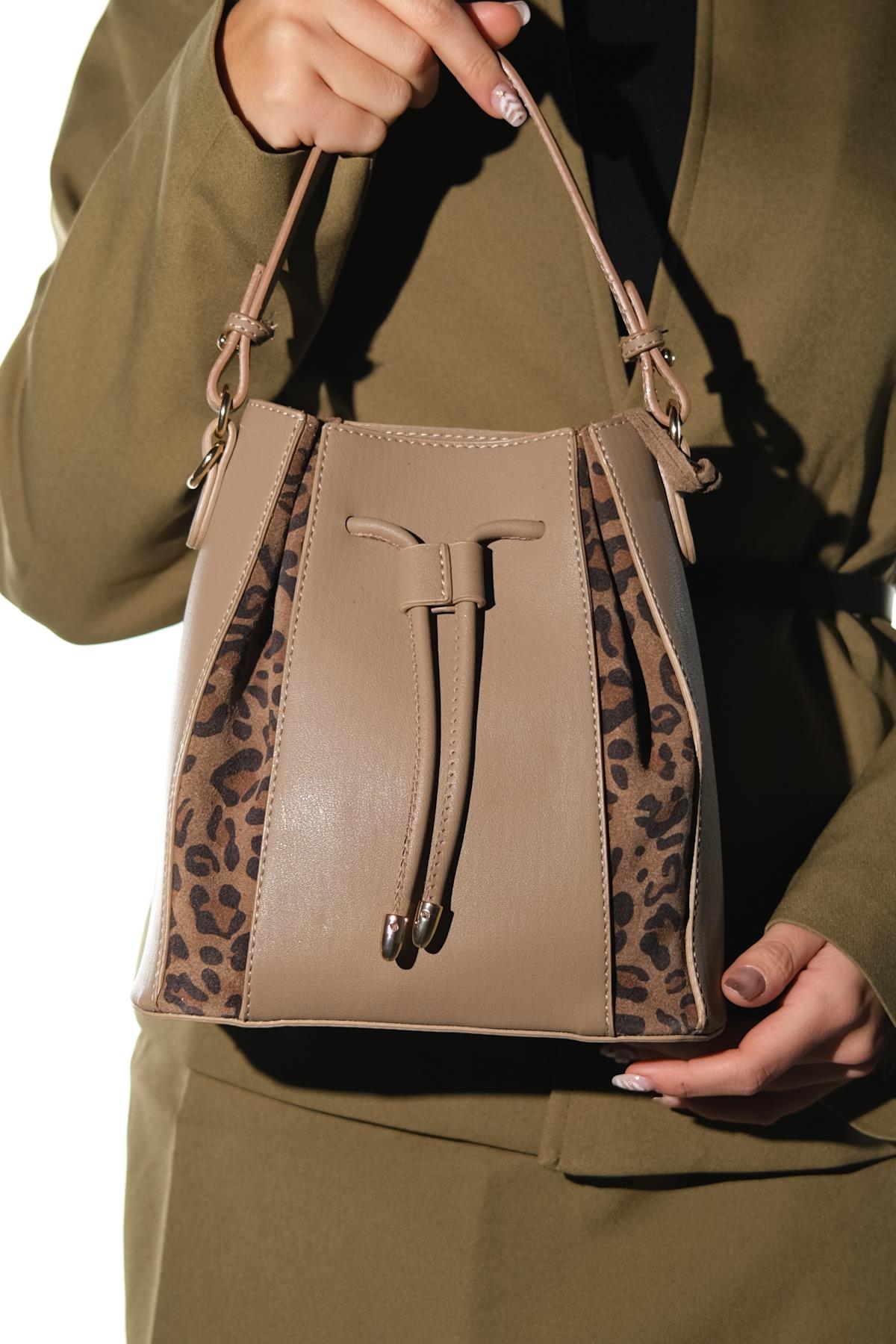 MARALIS - Taupe Genuine Suede Leather Shoulder Bag (Women)