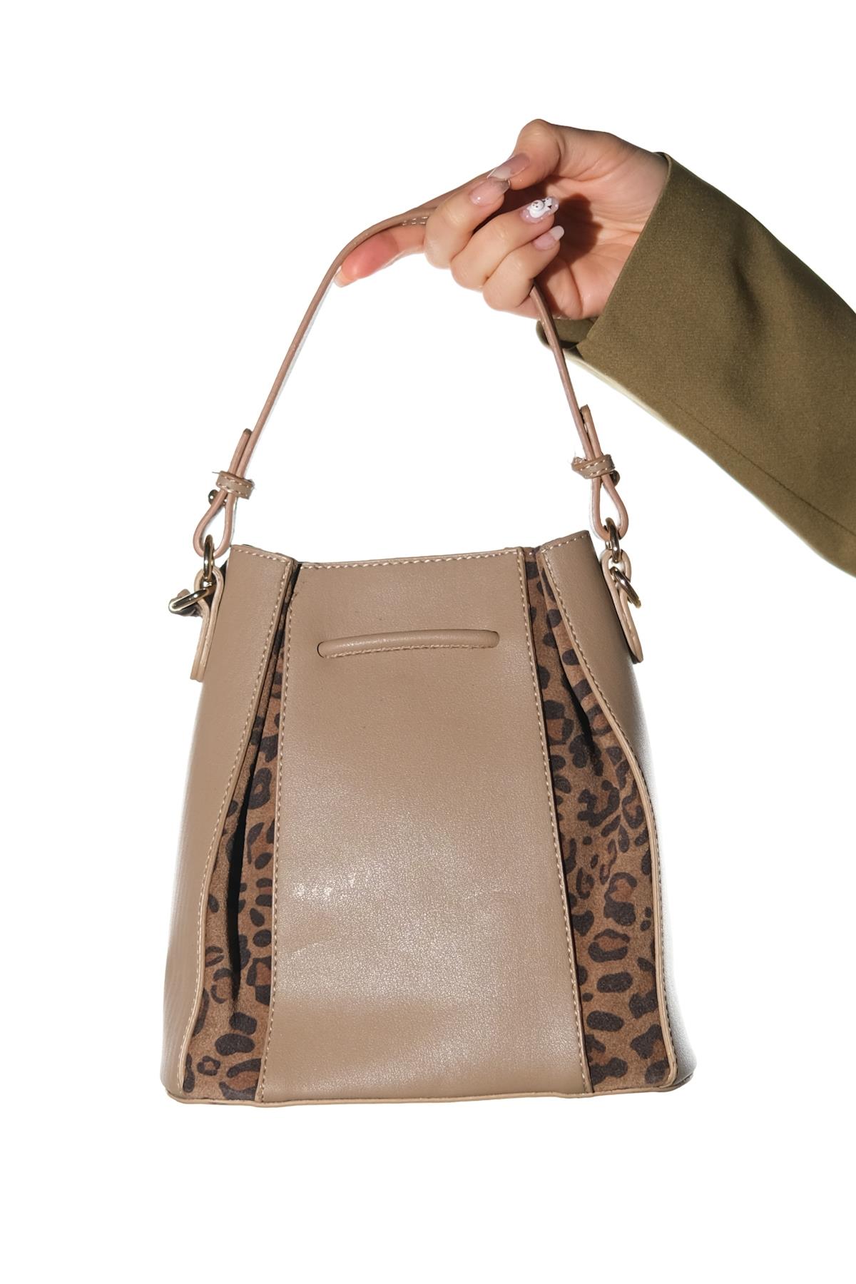MARALIS - Taupe Genuine Suede Leather Shoulder Bag (Women)