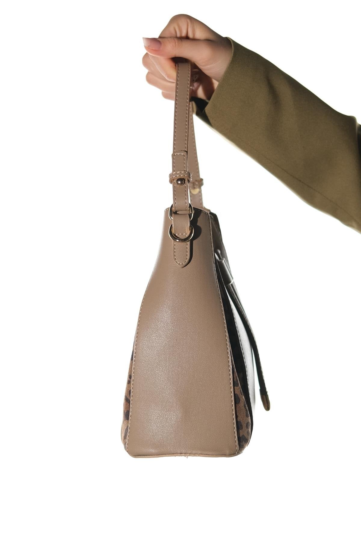 MARALIS - Taupe Genuine Suede Leather Shoulder Bag (Women)