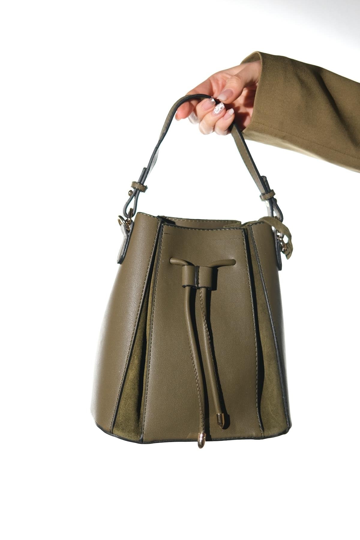 MARALIS - Khaki Genuine Suede Leather Shoulder Bag (Women)