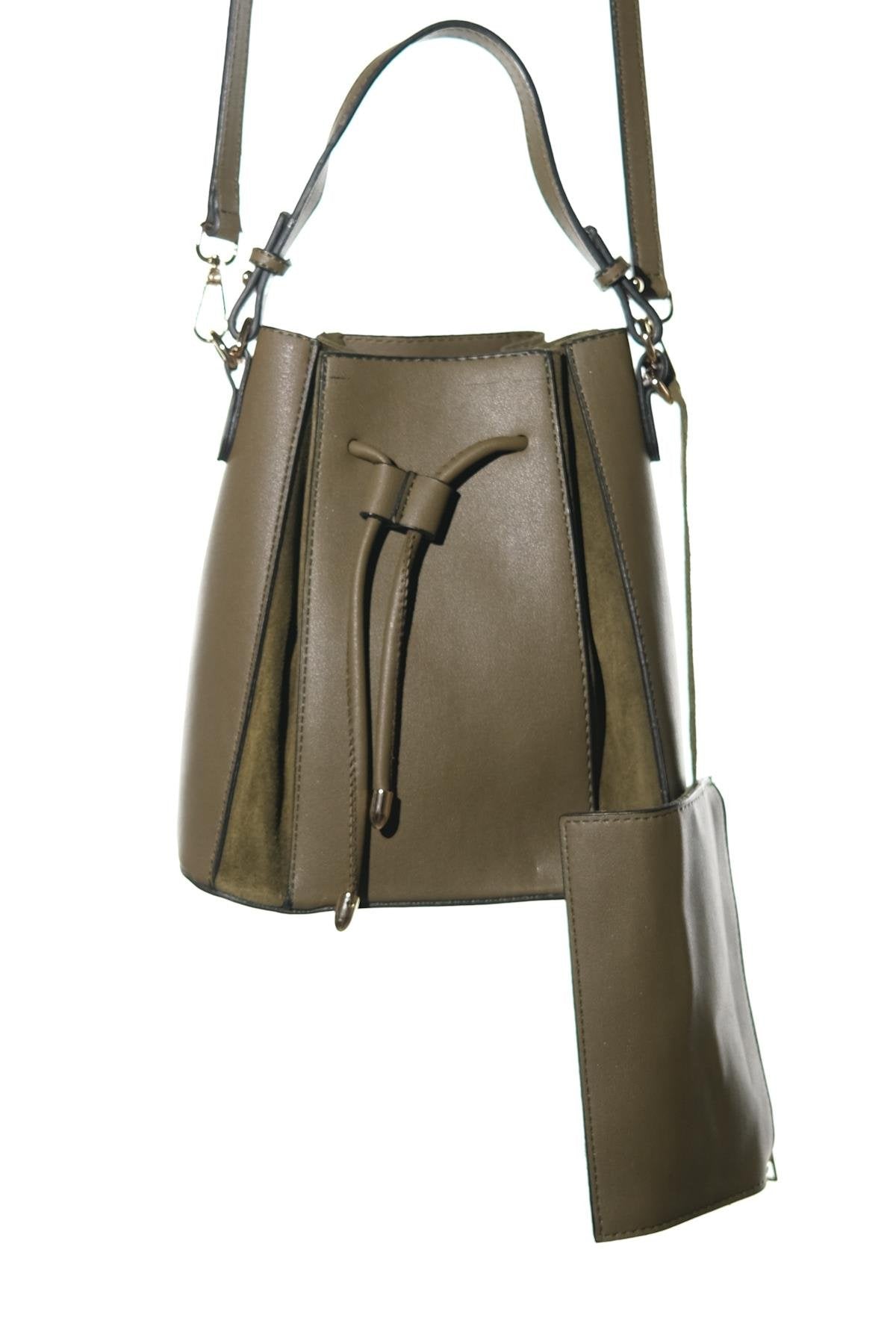MARALIS - Khaki Genuine Suede Leather Shoulder Bag (Women)