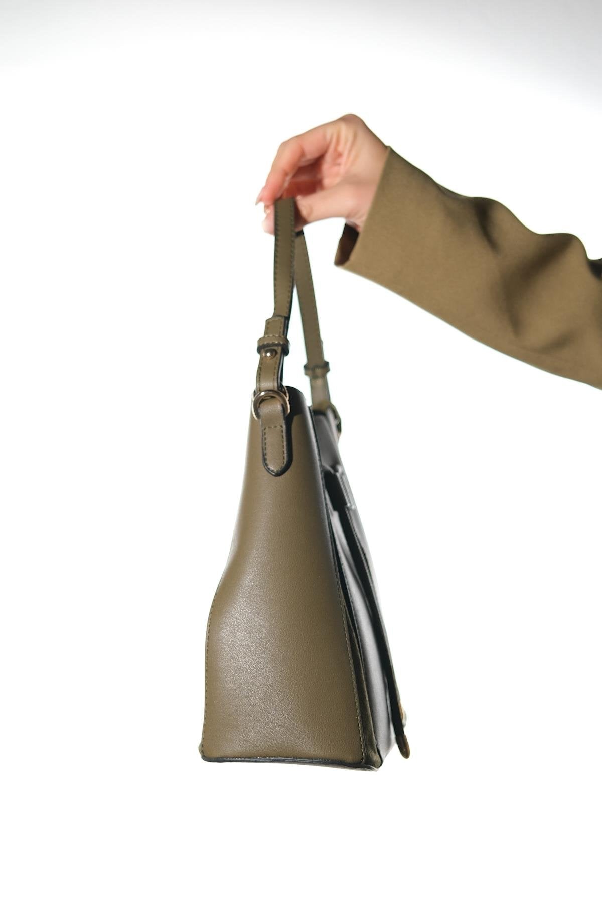 MARALIS - Khaki Genuine Suede Leather Shoulder Bag (Women)