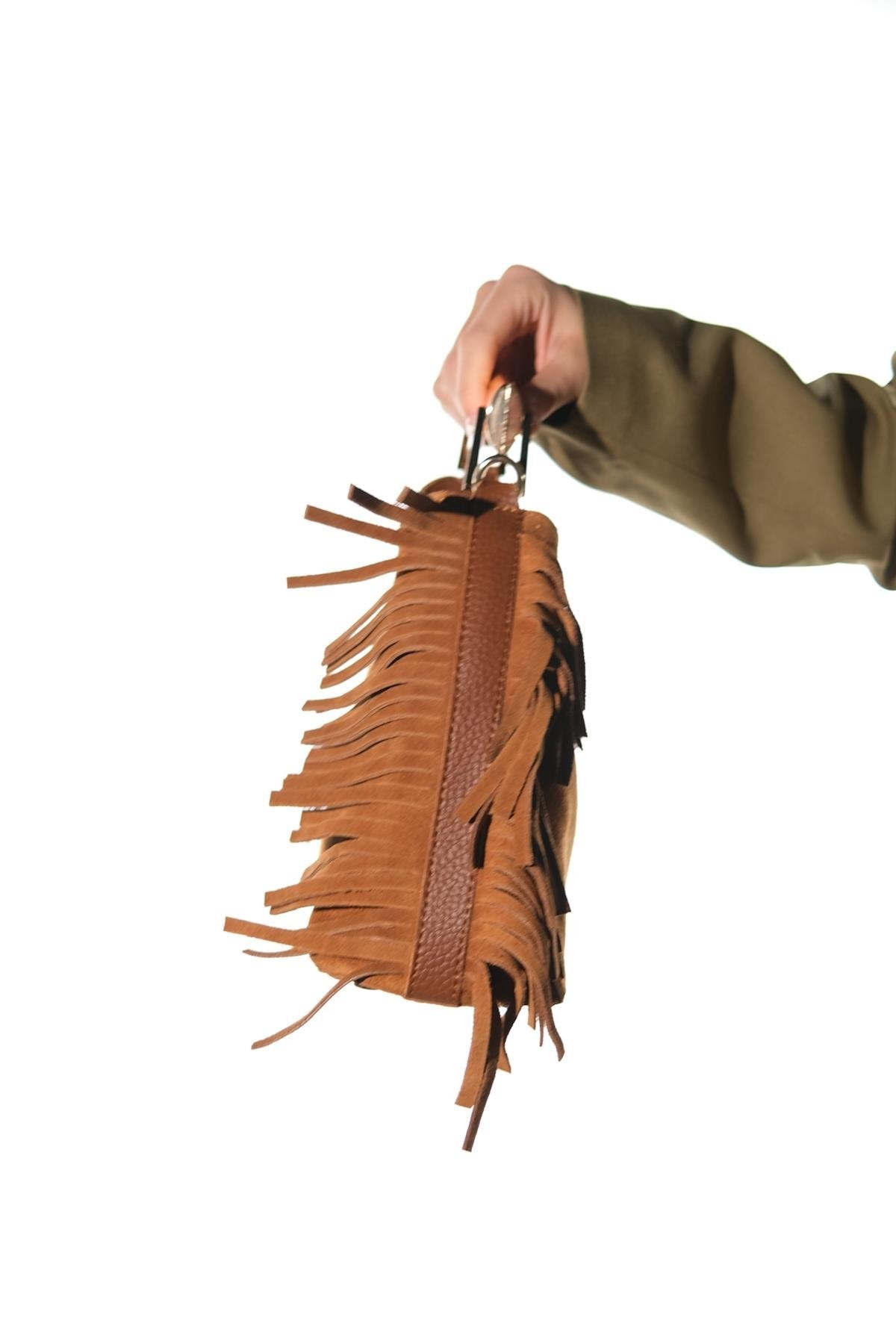 ASTREN - Cognac Genuine Suede Leather Shoulder Bag (Women)
