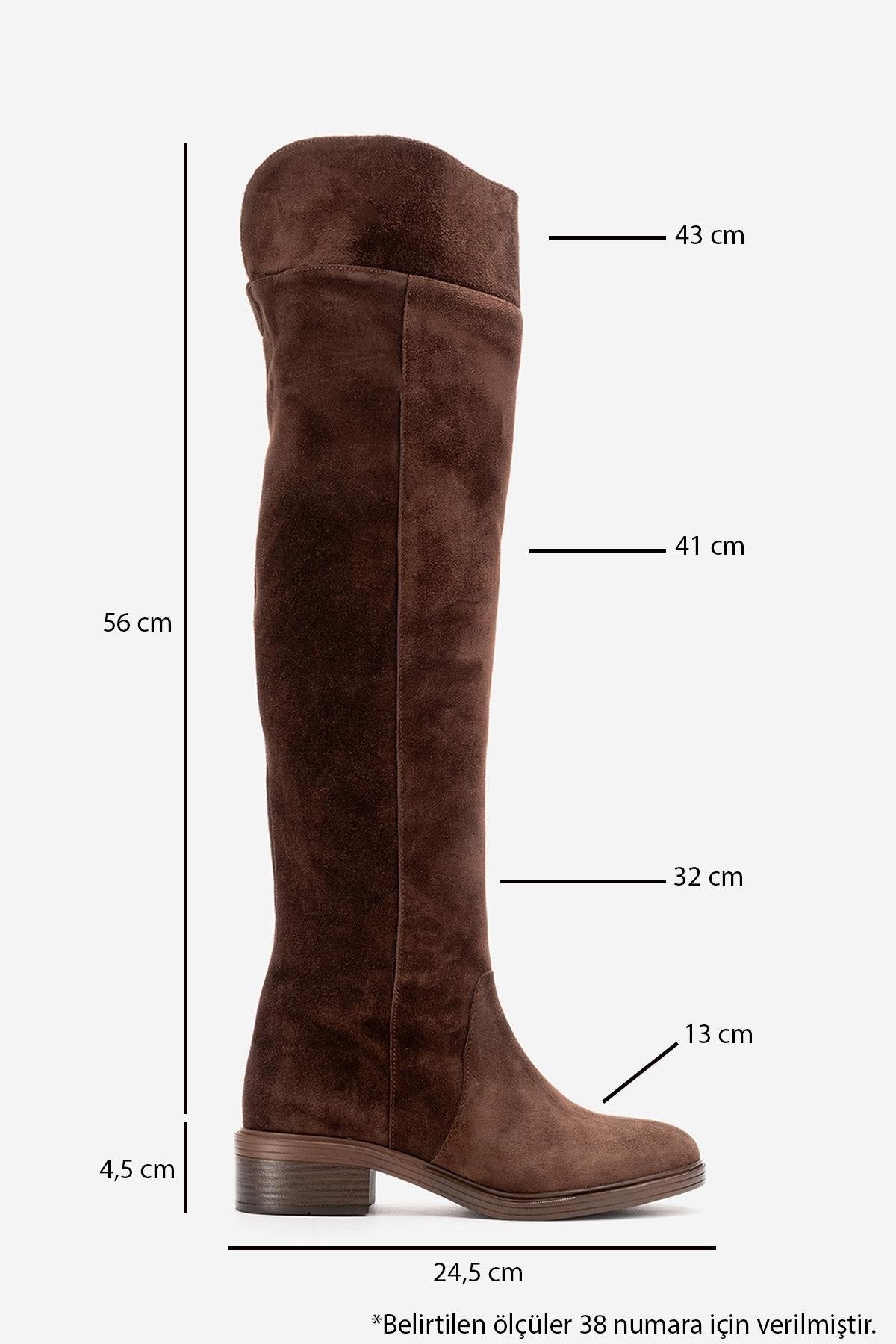 PETYA - Brown Suede Genuine Leather Over-The-Knee Boot (Women)