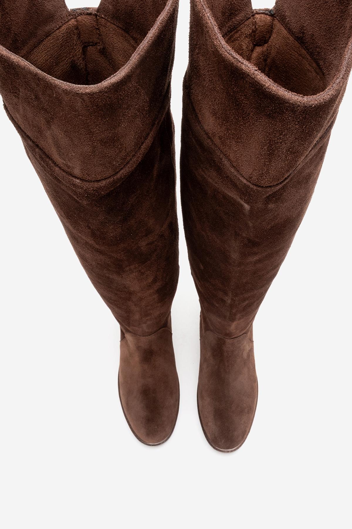 PETYA - Brown Suede Genuine Leather Over-The-Knee Boot (Women)