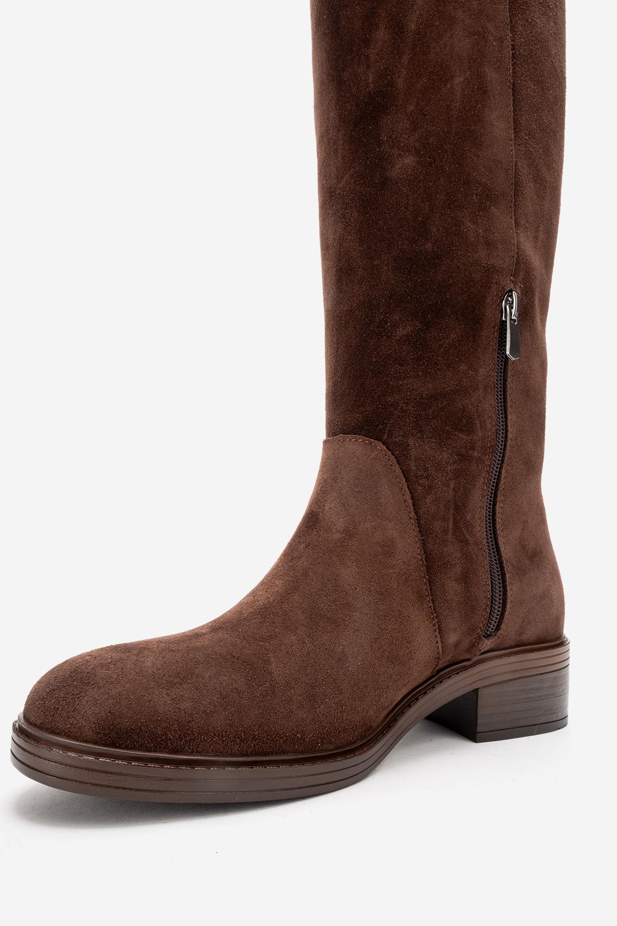 PETYA - Brown Suede Genuine Leather Over-The-Knee Boot (Women)