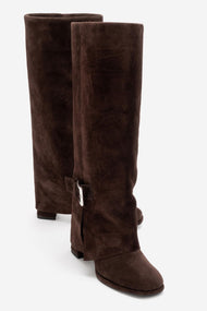 LOJO - Brown Genuine Leather Block Heel Boot (Women)