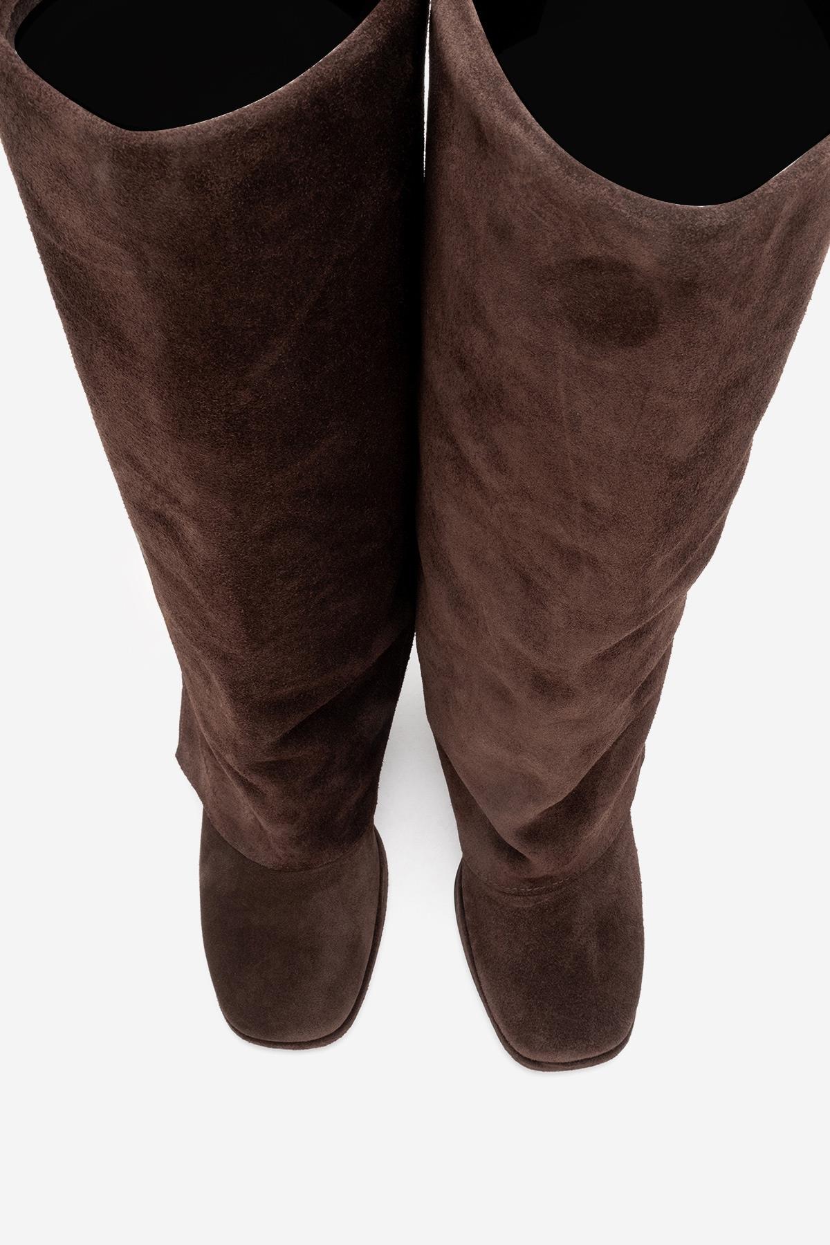 LOJO - Brown Genuine Leather Block Heel Boot (Women)